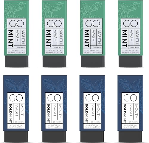 BOLD Mint GO - Enjuague bucal de tamaño de viaje BOLD Mint - Mini enjuague bucal individual para aliento fresco - Diseño inteligente de paquete para