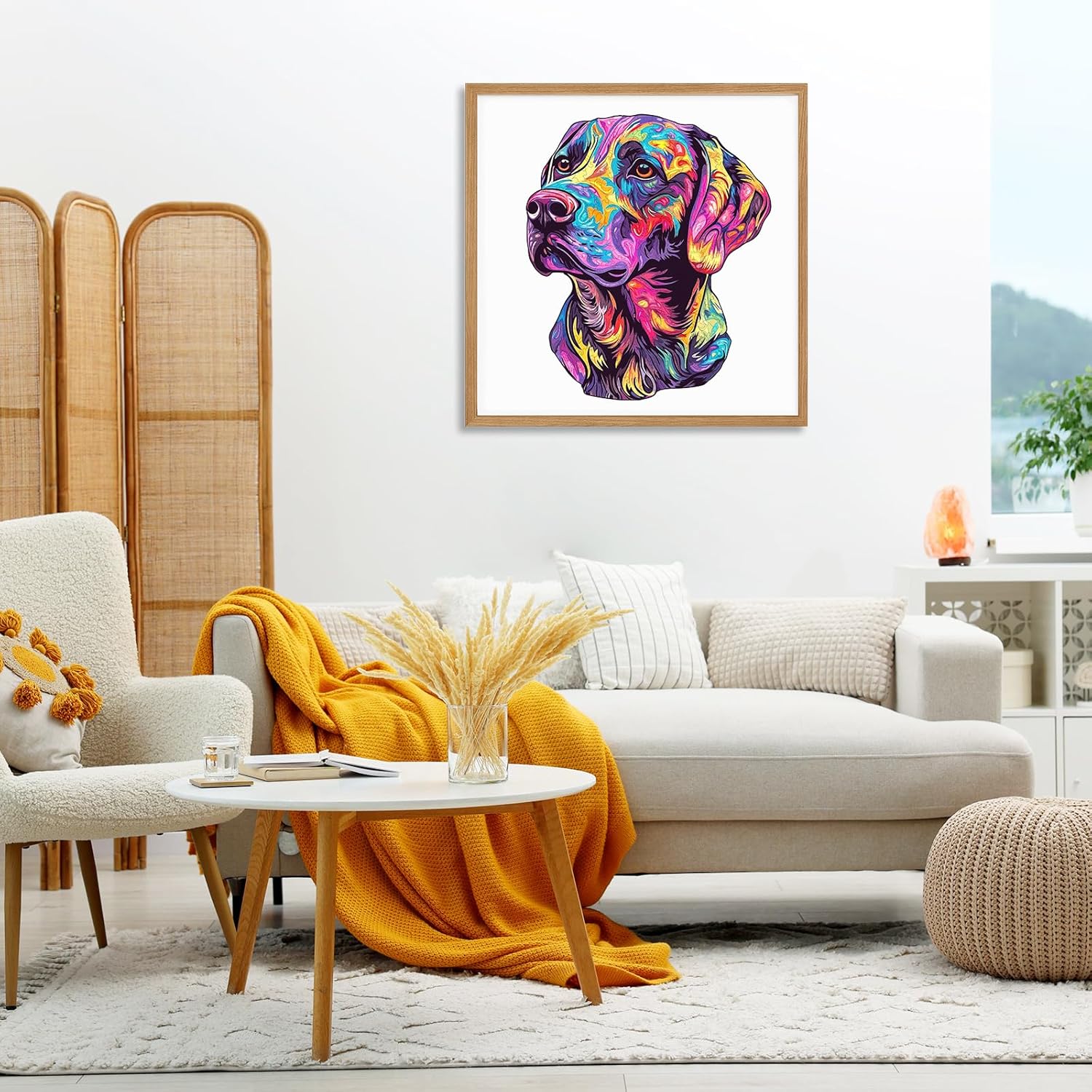 Wooden Puzzles for Adults - Painted Labrador Wooden Jigsaw Puzzle, Unique Animal Shaped Wood Puzzles Adult, Christmas Birthday Gifts for Friends/Family, Home Decor 11.4 * 9.7in 157pcs