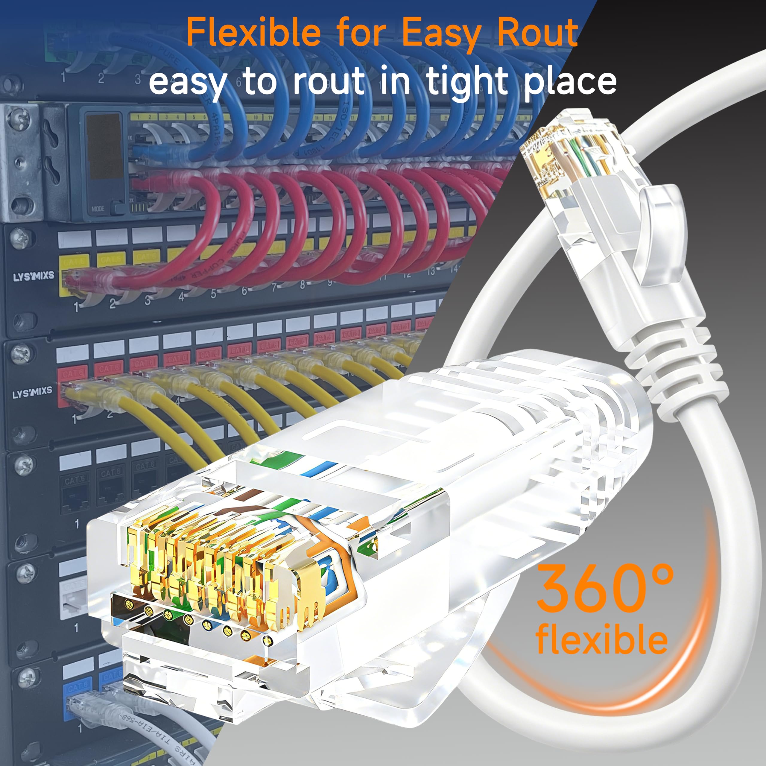 Cable de conexión Ethernet Cat6 de 1 pie (paquete de 10), cable de conexión Cat6 para centros de datos, cable de conexión Cat 6 10G, cables de conexión de red para red doméstica y empresarial