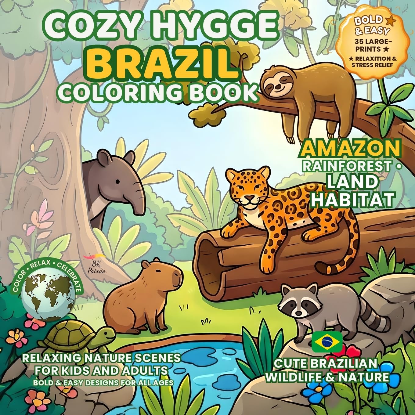 Cozy Hygge Brazil Coloring Book - Amazon Rainforest: Land Habitat - Cute Brazilian Wildlife & Nature (Festivals of the World - Cultural Traditions to Color & Celebrate)