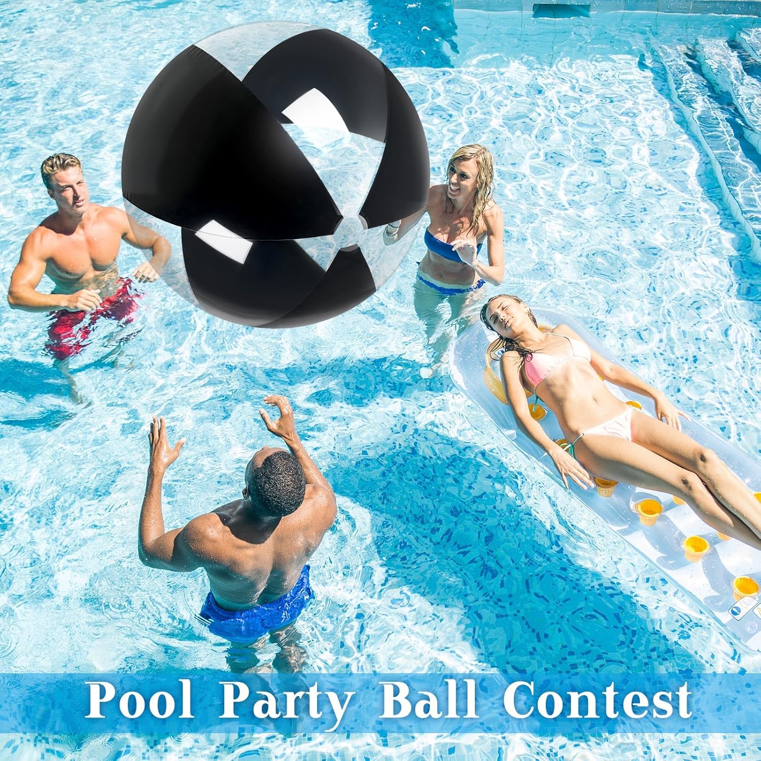 Ceenna 4 Pcs Inflatable Large Beach Ball 5 Feet Giant Pool Toy Balls Summer Swimming Toys Parties PVC Plastic Jumbo Ball for Adult Family Pool Float Birthday Game Decoration