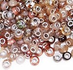 100 Pieces Large Hole Beads, Assorted European Craft Beads Brown Big Hole Fairy Wands Garden Beads Large Hole Lampwork Spacer Beads for DIY Pens Charms Bracelet Necklace Jewelry Making Supplies