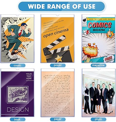 Miniatura 6 de Yexiya 15 fundas de almacenamiento de cómics de 7.6 x 10.7 pulgadas, marco transparente, soportes de plástico para tarjetas, imágenes, revistas,