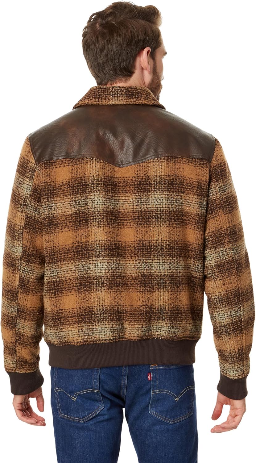 Levi's Men's Mixed Media Western Plaid Bomber Jacket - Image 2