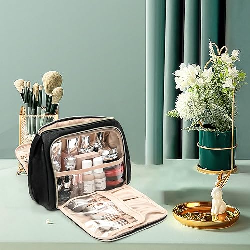 Miniatura 6 de CUBETASTIC Bolsa de maquillaje de viaje, bolsa grande de maquillaje, impermeable y portátil, bolsa organizadora de cosméticos, bolsa de piel