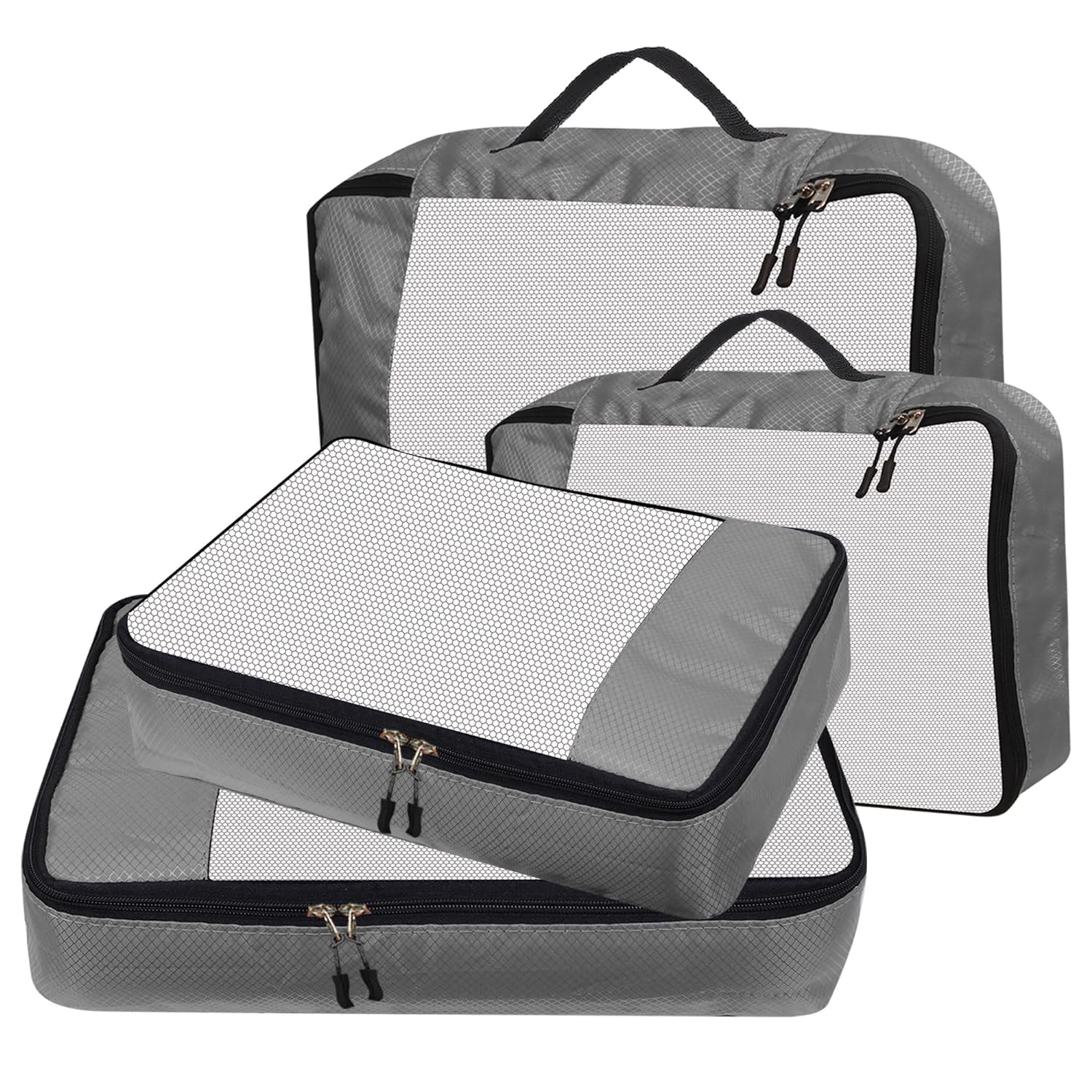 GOMAJO Packing Cubes For Travel Organizer Clothes Laundry Compression Suitcase Luggage Storage Travelling Pouches Bags Organiser, Polyester (SET OF 4 (2M+2L), Grey)-image-16