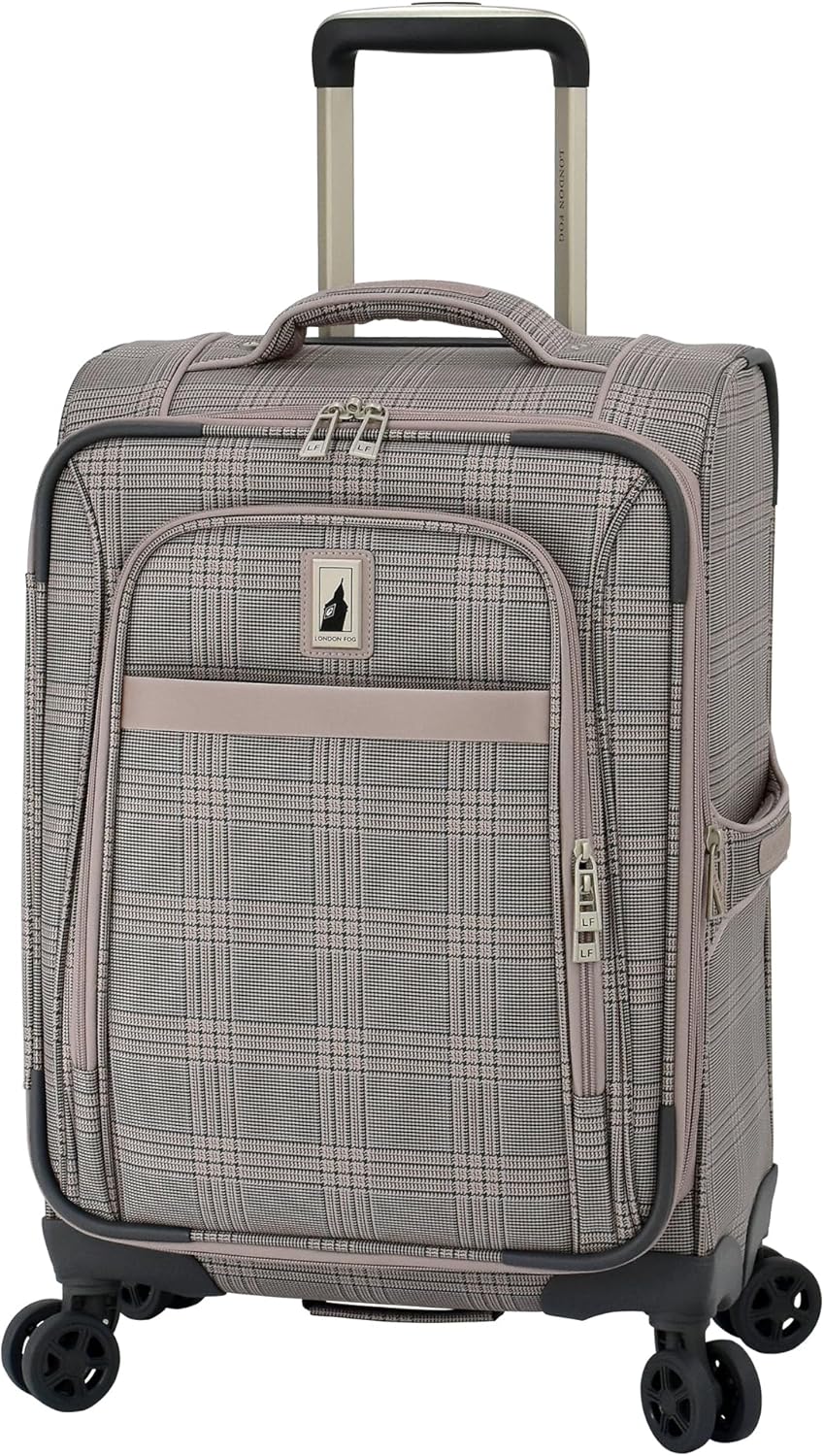 London Fog Brentwood IV 20" Expandable Spinner Carry-On Softside Suitcase, Rose Charcoal