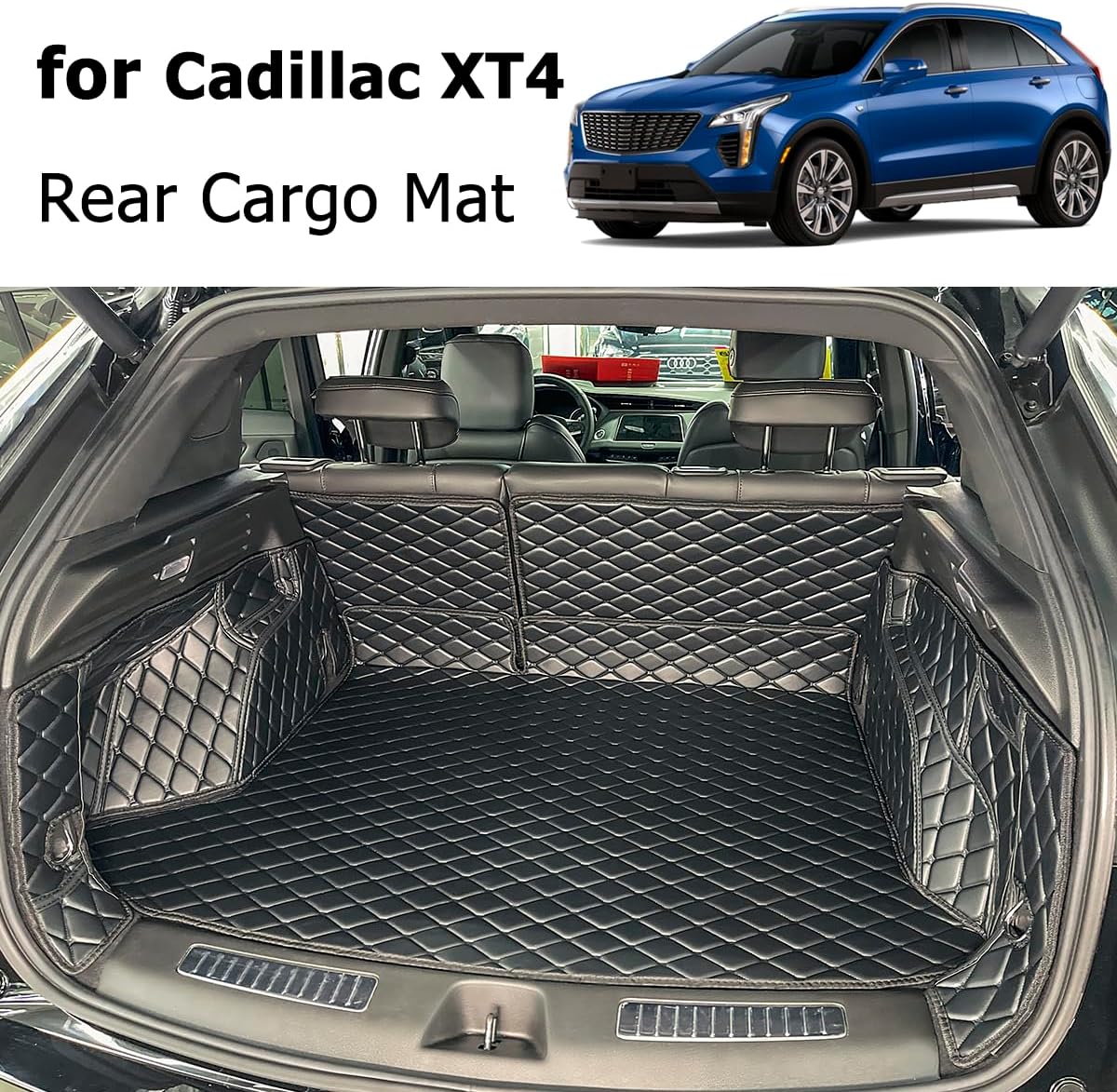 for 2019-2025 Cadillac XT4 Trunk Mat and Rear Backrest Mat Cargo Liners All Weather Anti-Slip