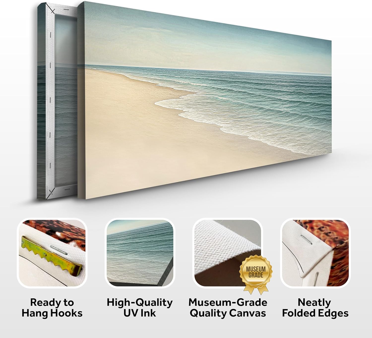 Tailored Canvases Beach Shoreline Coastal Wall Art II Canvas – Beach Decor for Bedroom, Ocean Accent, Outdoor Shore Display, Nautical Style Artwork, Coastal Canvas for Bathroom, Home Interior, Blue White, 10×20