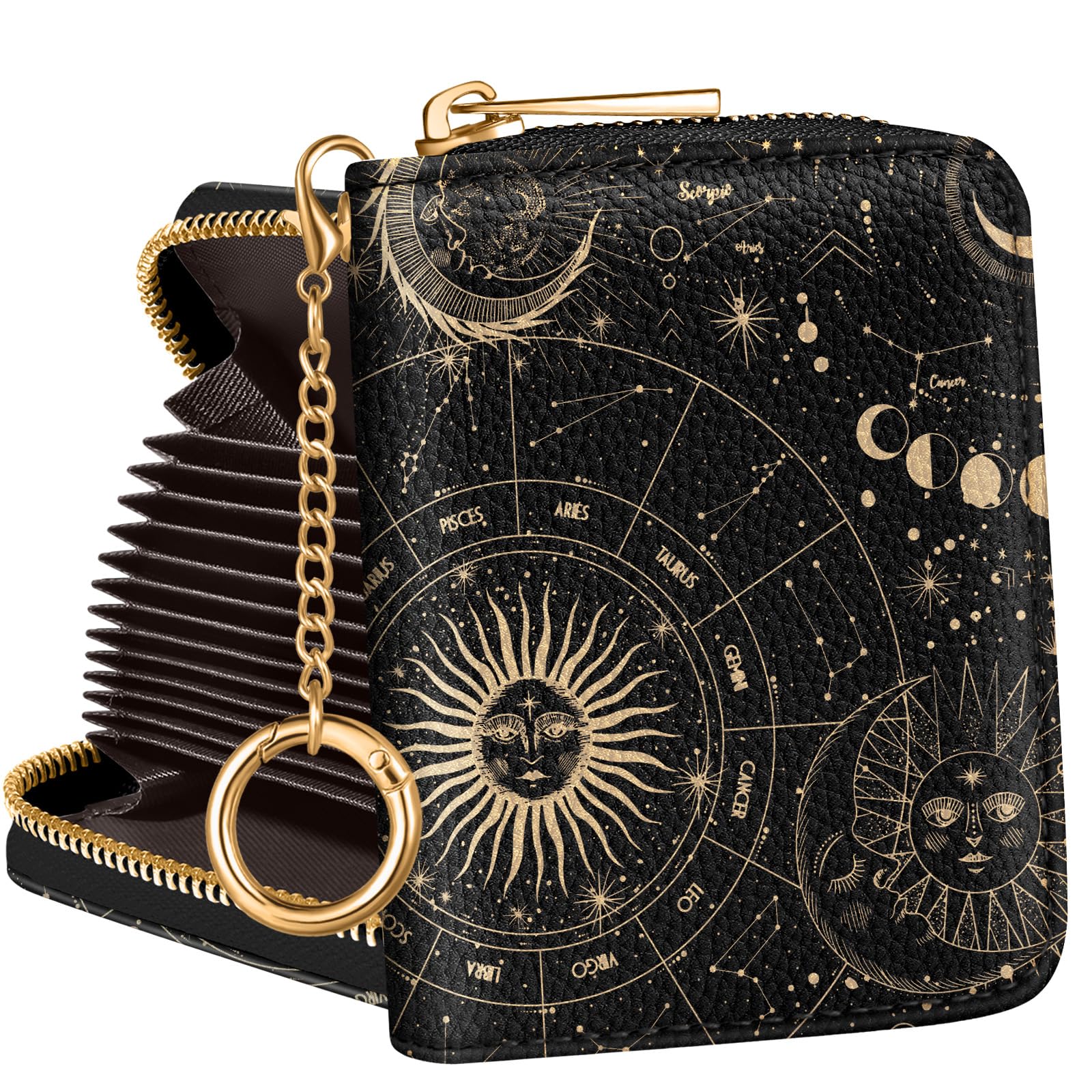 Bistup Credit Card Holder for Women Cute Small for Ladies Teen Girls Female Rfid Leather Cardholder Wallets with Keychain Accordion Organizer Purse