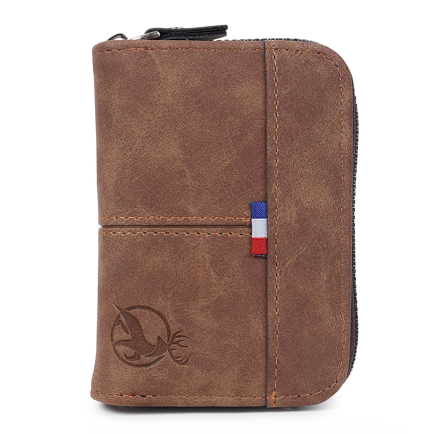 encELade PU Leather Card Holder Wallet for Men & Women | RFID Blocking Zipper Debit/Credit/ATM Card Case | 9 Card Slots & 2 Cash Compartments | Compact Unisex Wallet (Color-Brown)-image-22