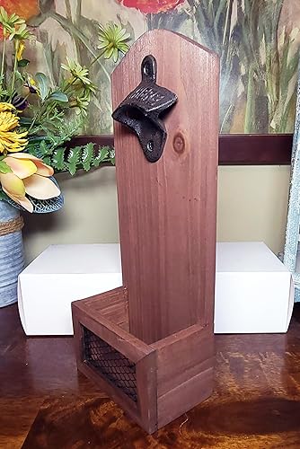 Miniatura 3 de Generic Abrebotellas vintage de madera montado en la pared - Colector de tapas de botella incluido, mediano, vaquero 1