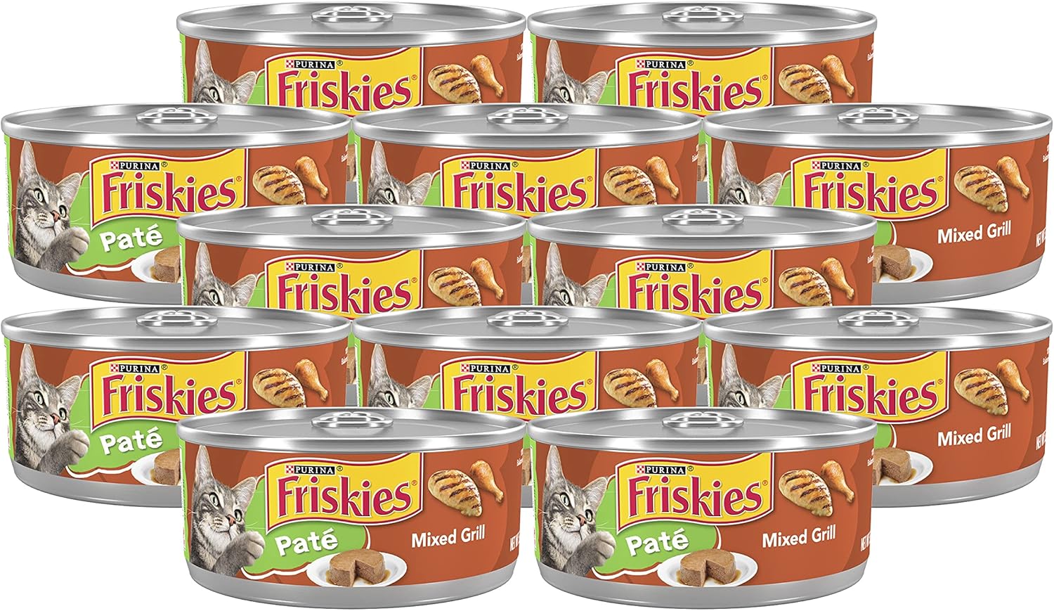 Purina Friskies Pate Wet Cat Food, Mixed Grill (Pack of 12)
