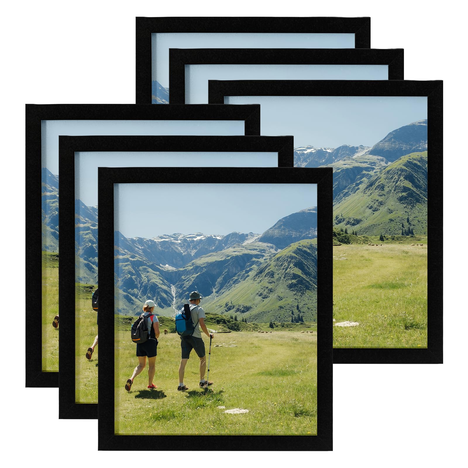 BREEZENEST 6 Pack Black Picture Frames – Freestanding and Wall Mountable Photo Frames, Certificate & Poster Frames, Versatile Display for Home & Office (A4)