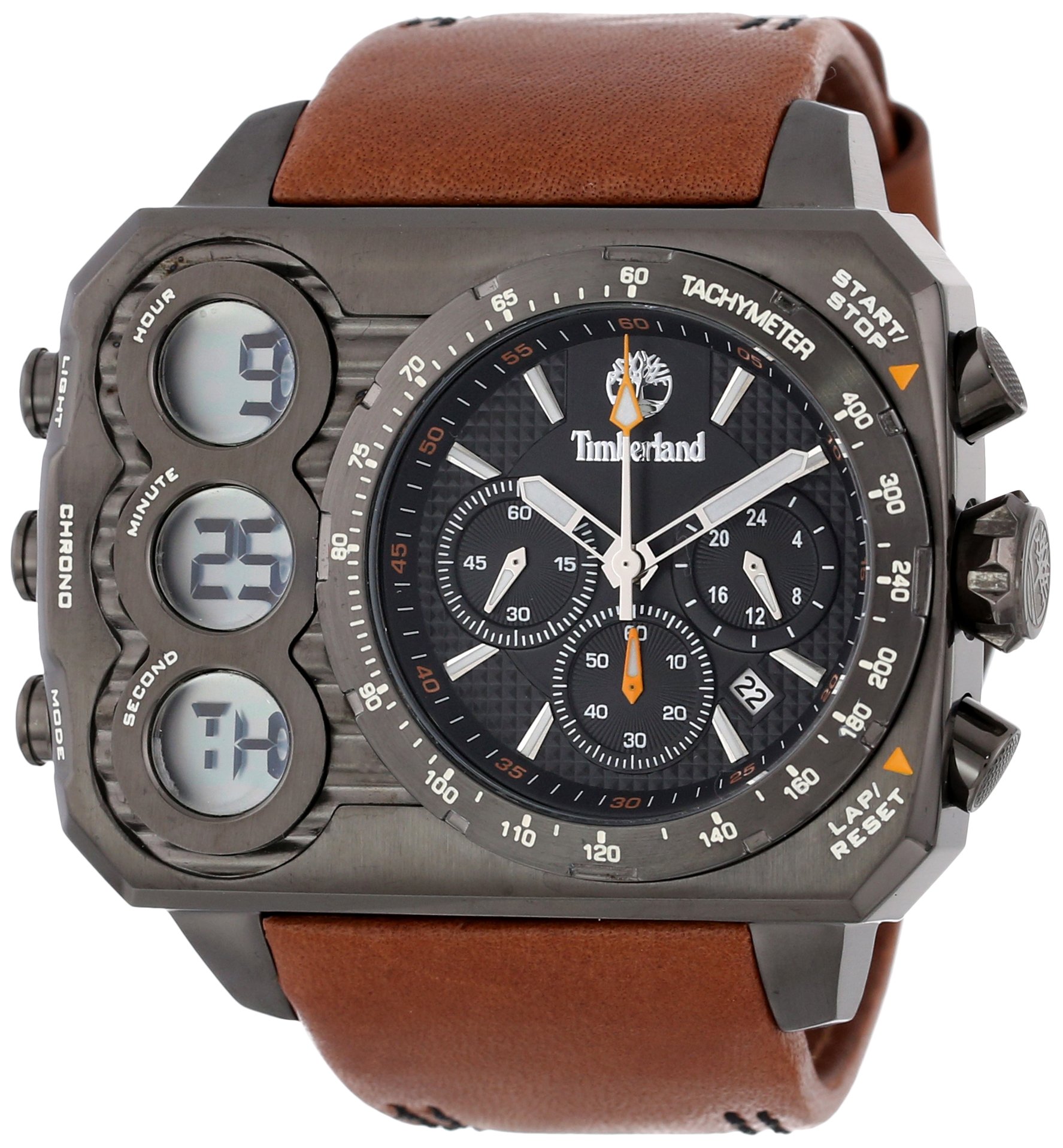 Timberland Unisex Watch 13673JSU_02 with black dial and brown leather strap