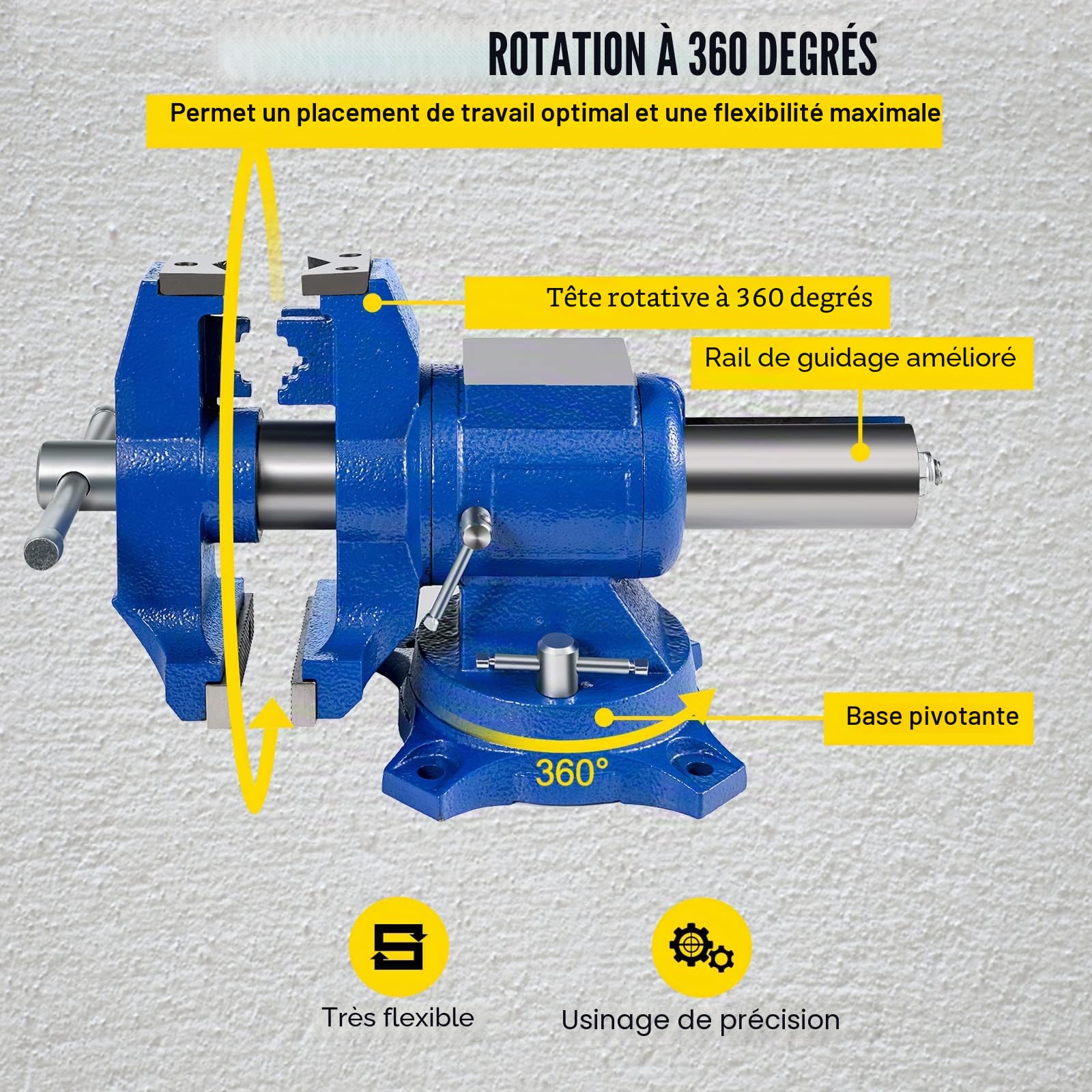 BestEquip Étau d'Etabli 152 mm, Étau de Banc 6 Inch Pince de Rotation à 360 Degrés sur Etau, Table Etau à Base Pivotante, pour Serrer l'Equipement de Fixation à Usage Domestique/Industriel
