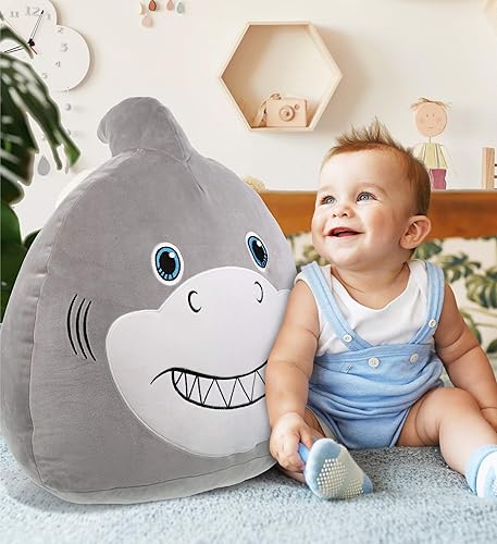 Miniatura 7 de DolliBu Snug Mooshies - Juguete de peluche de tiburón  Juguete grande de peluche de la vida oceánica súper esponjoso, animales de peluche grandes