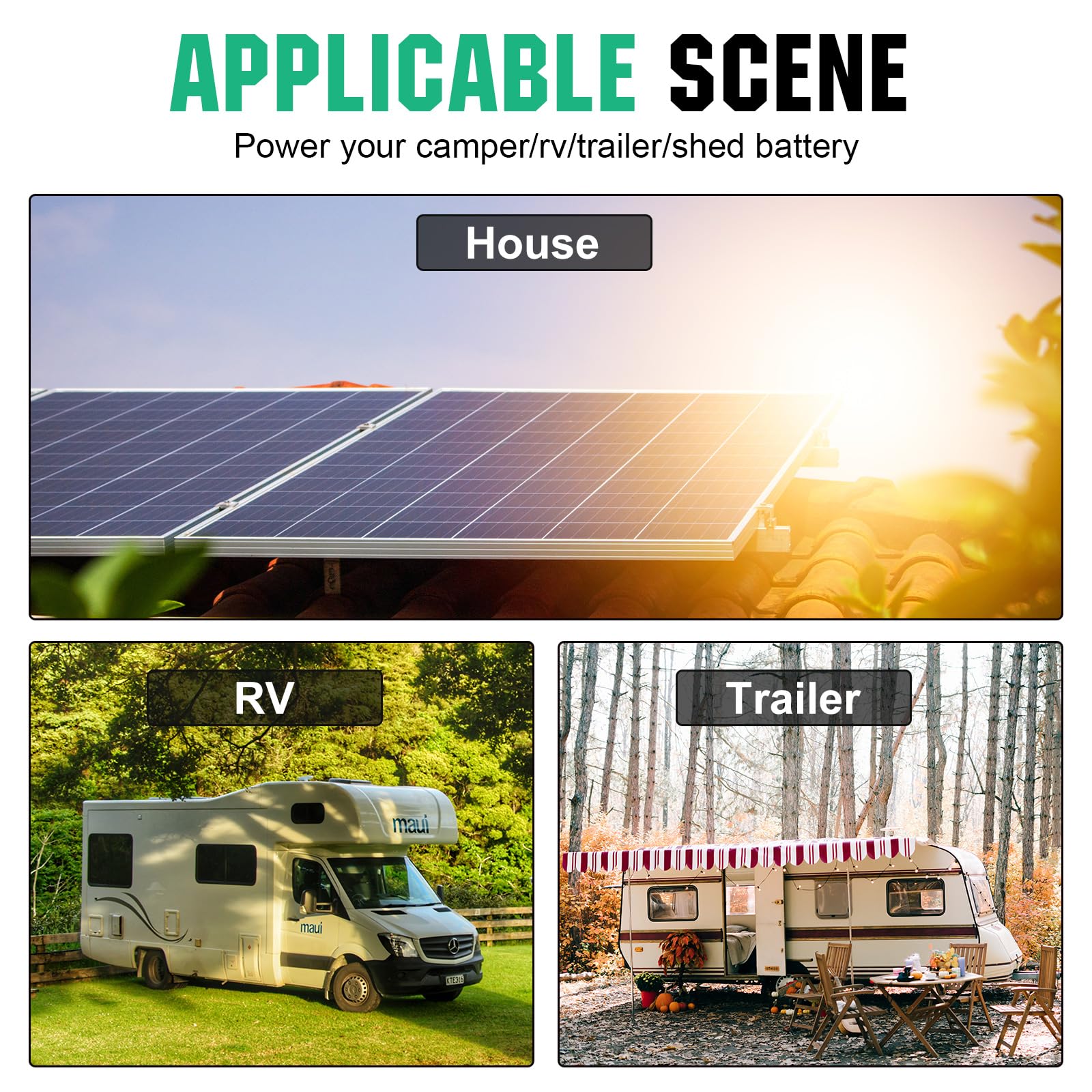 ECO-WORTHY Monokristallines Solarpanel Solarzelle kit 240 W enthält 12 V Solarmodul + 30 A Solarladeregler + 5m Solarkabel + Z-Befestigungsklammern für Wohnmobil,Wohnwagen,Haushalt und Off-Grid-System