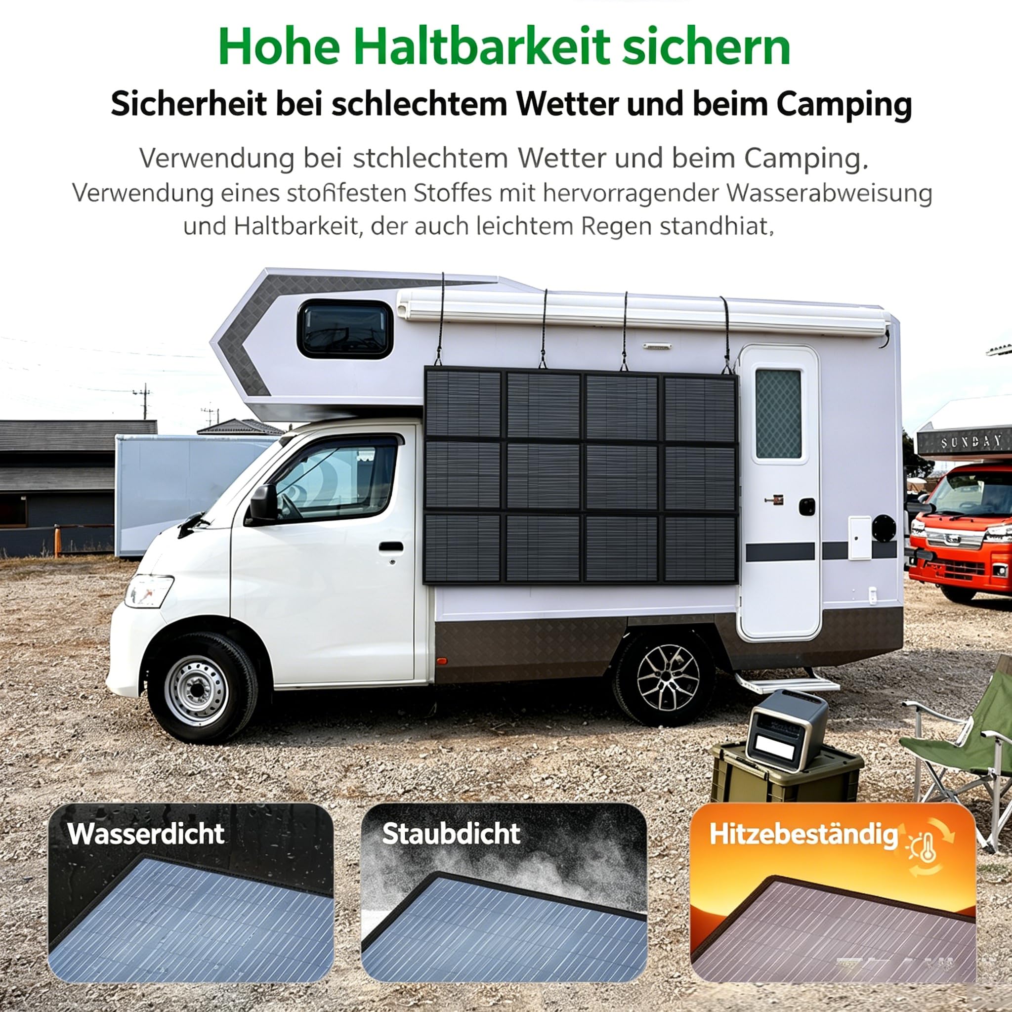 Faltbares Solarpanel 500W Solar-Ladegerät IP67 Wasserdicht und Staubdicht Hohe Ausgangskonversionseffizienz 22.5% Tragbares Ladegerät Solarstrom Solarpanel Camping Outdoor Notstromversorgung