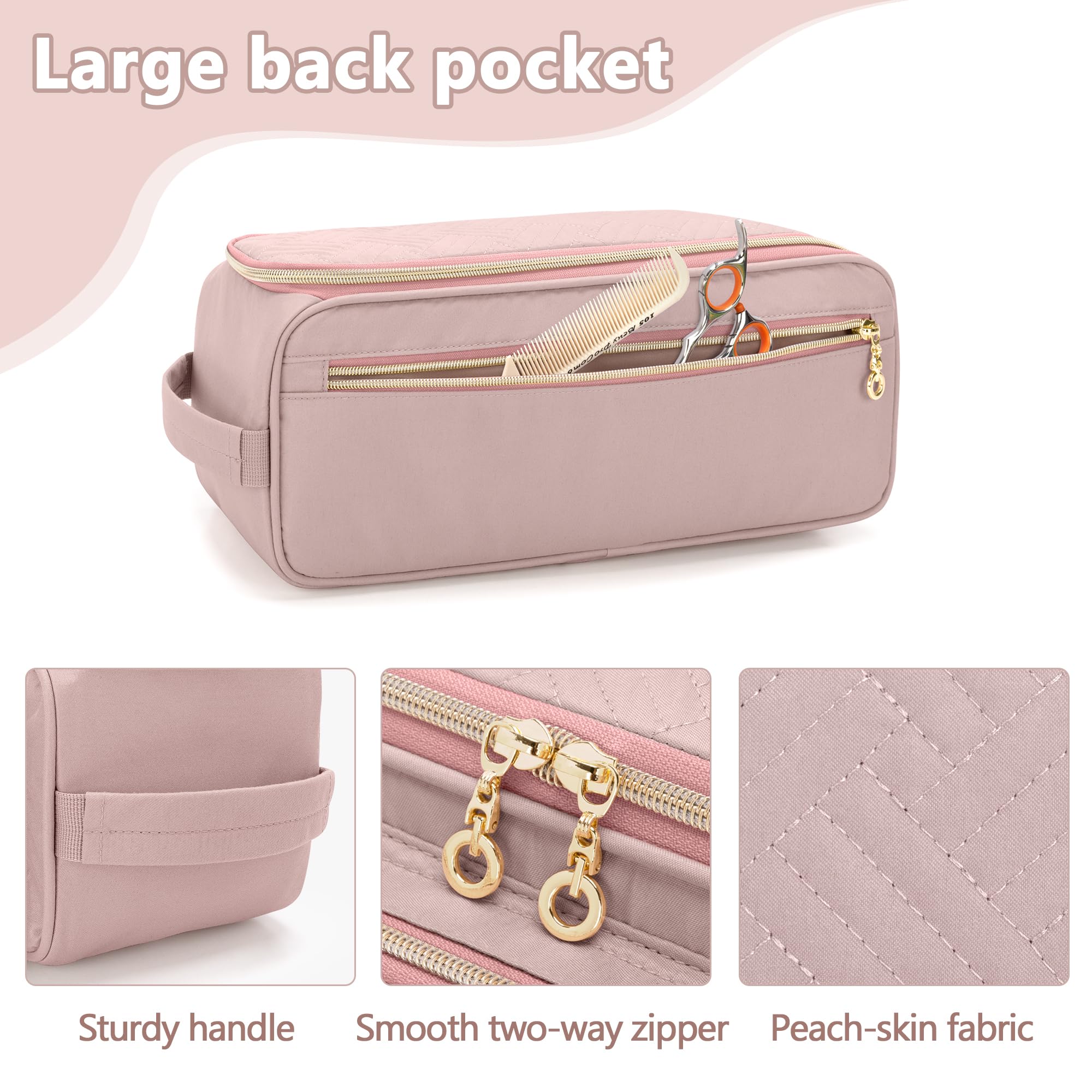 YARWO Bolsa Viaje para Herramientas para el Cabello con Estera Resistente al Calor, Bolsas Organizadoras para Herramientas de Peluquería Compatible con Planchas para el Pelo, Styler y Accesorios, Rosa