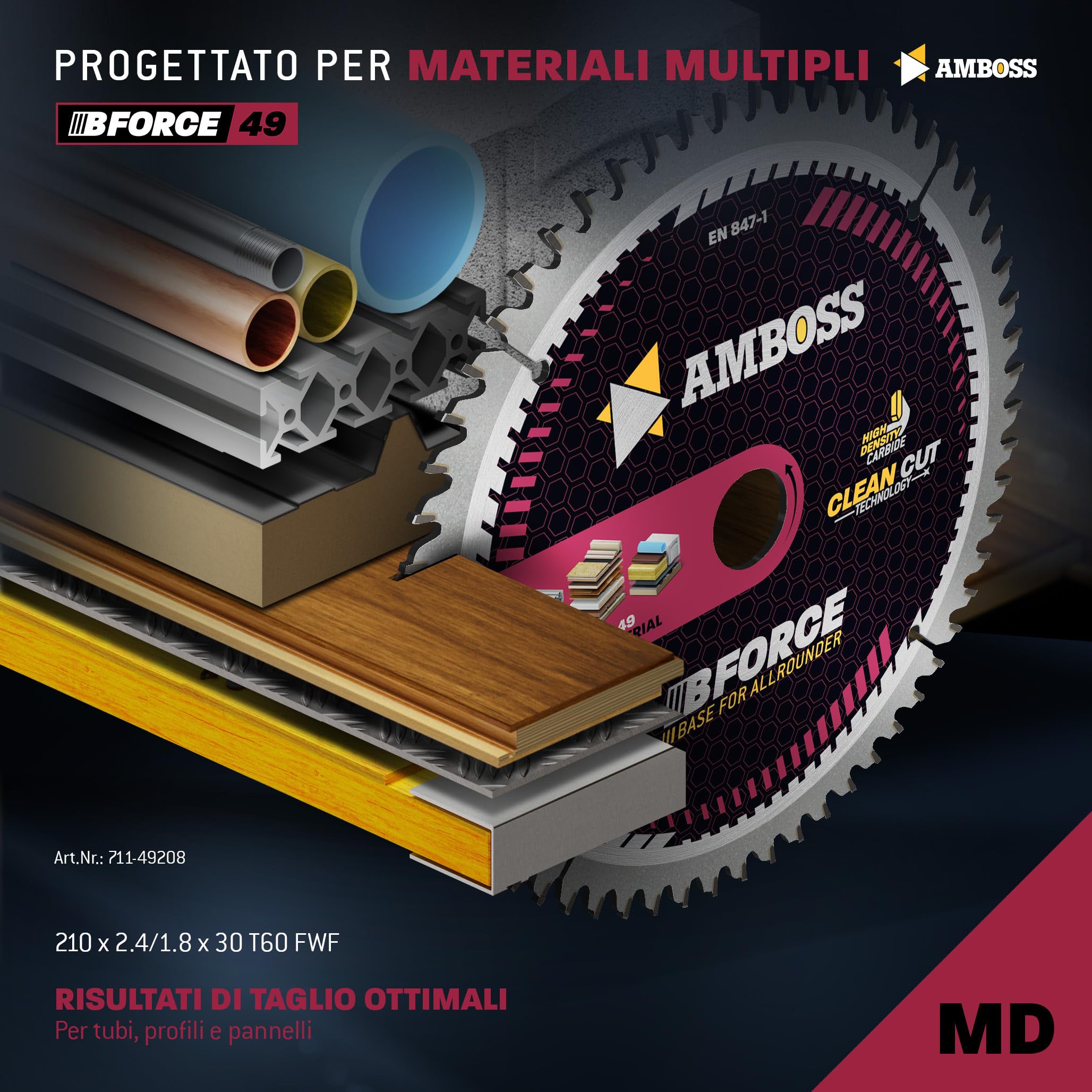 Amboss HM, lama per sega circolare, 210 x 2,4 x 30 Z = 60 FWF