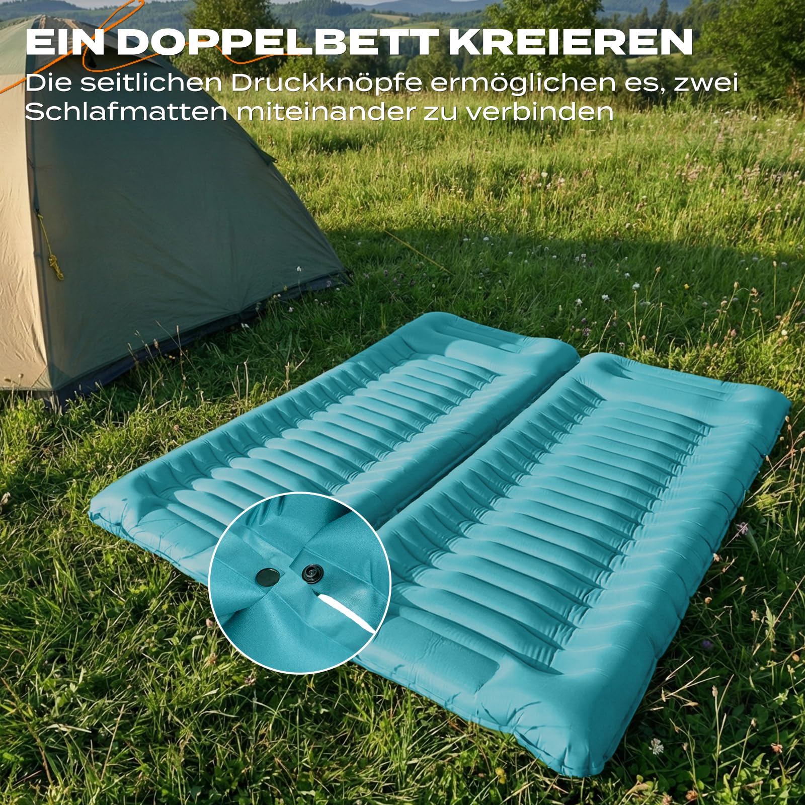 RUMBALUXY Isomatte Dick Isomatte mit Fußpresse Pumpe 14cm Dicke Aufblasbare Campingmatte Outdoor, Wasserdicht & Reißfest 50D Nylon… – Ansicht 7