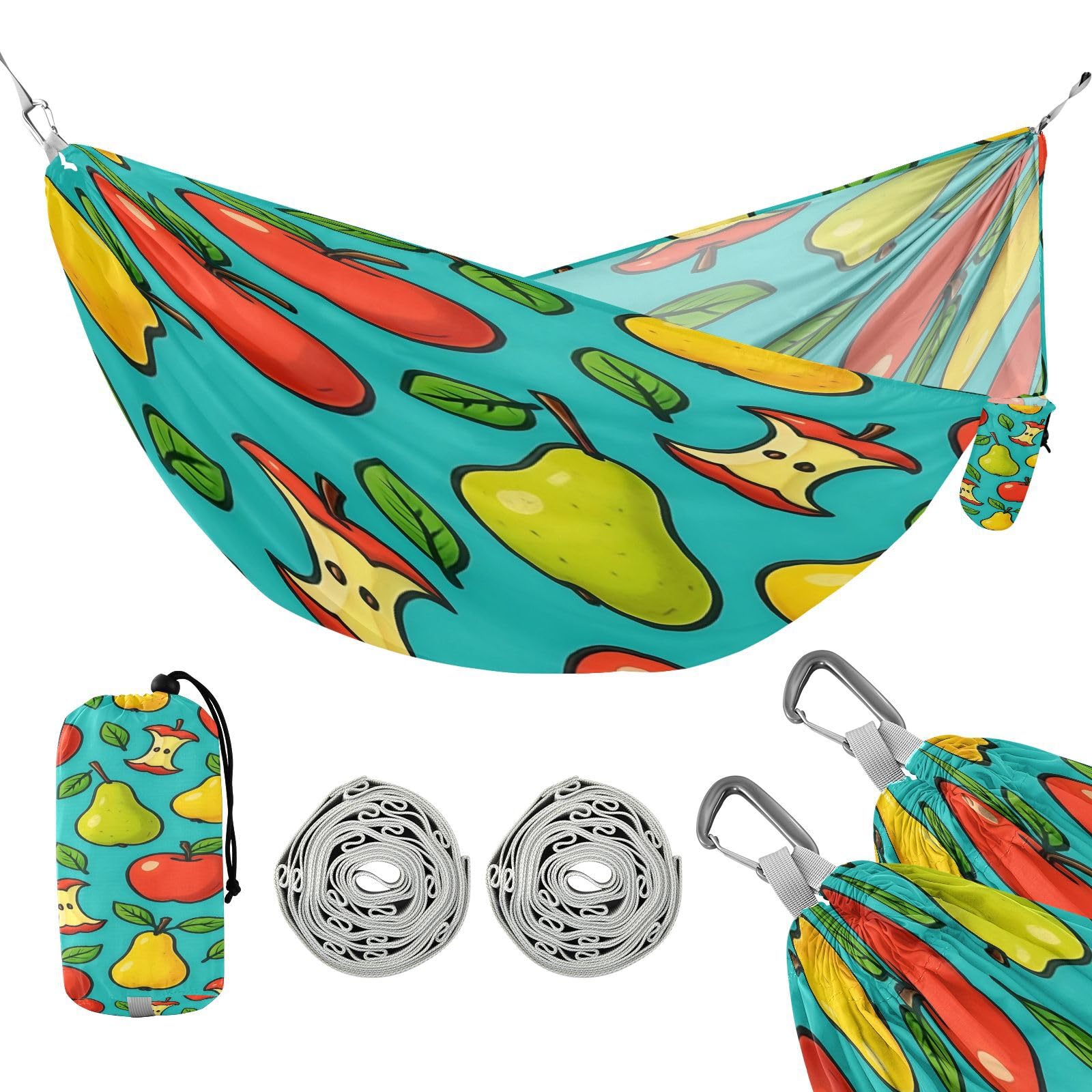 ATTX Colorful Cartoon Pears Camping Hammock - Lightweight & Portable Hammocks, Heavy Duty 330lbs Capacity for Indoor, Hiking, Backpacking, Travel, Backyard, Beach#146