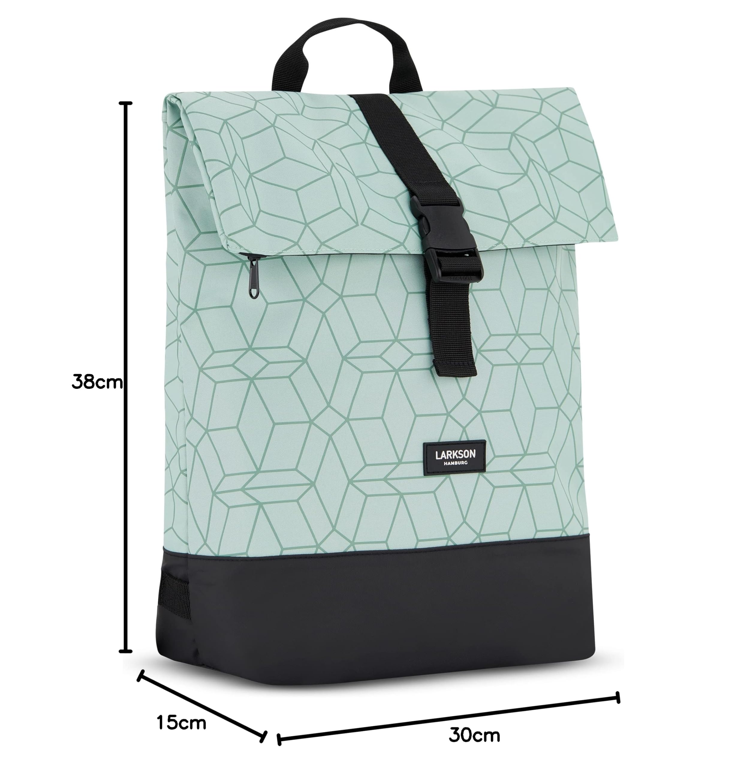 LARKSON Mochila Mujer y Hombre Verde - Tammo - Para Portátiles - Trabajo, Universidad y Viaje - Backpack Enrollable y Ligero - Repelente al Agua
