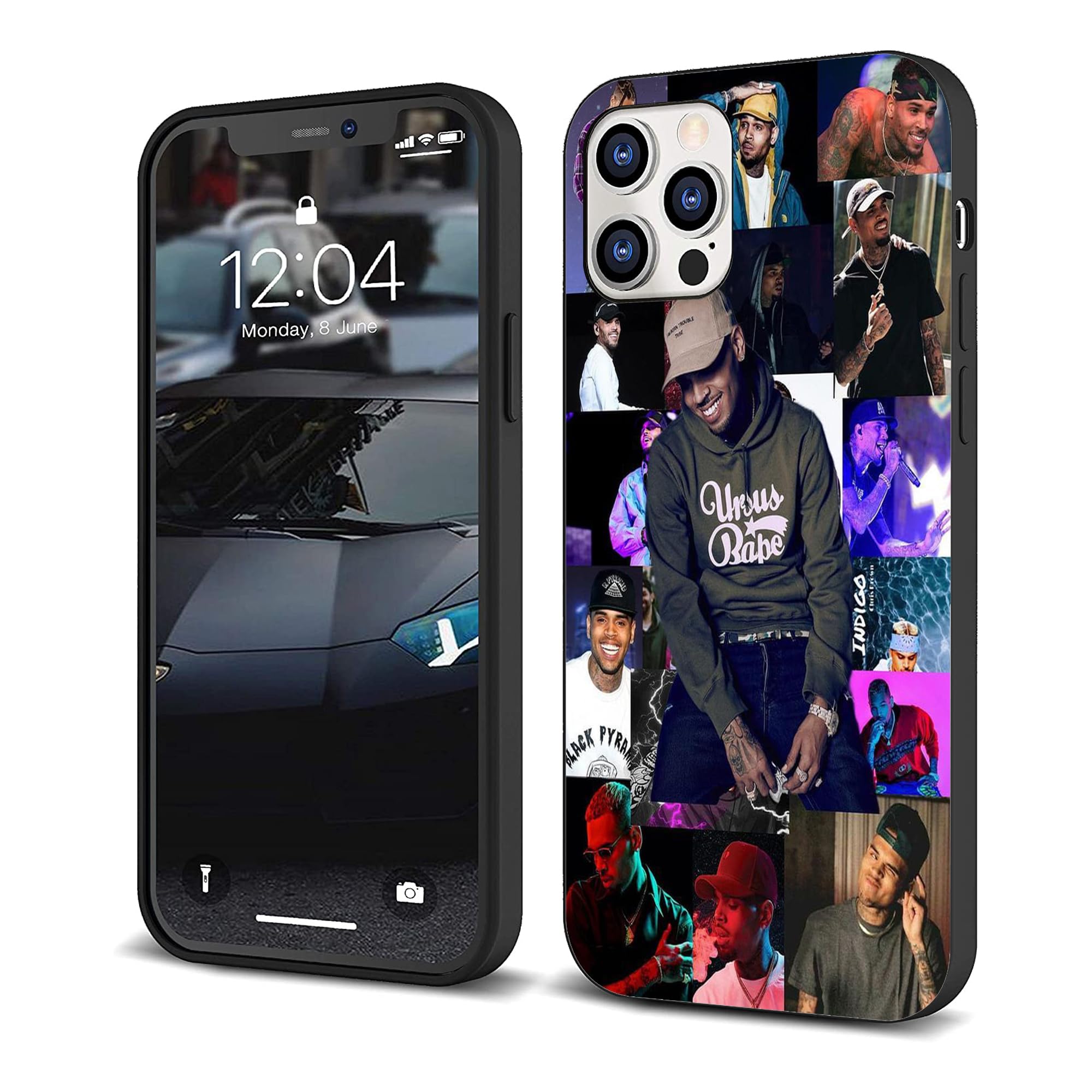 Compatible with iPhone 12 Pro Max Case, Stylish Music Design TPU Slim Shockproof Cover Men Women Gifts Protective Phone Case(Chris-Brown-3)