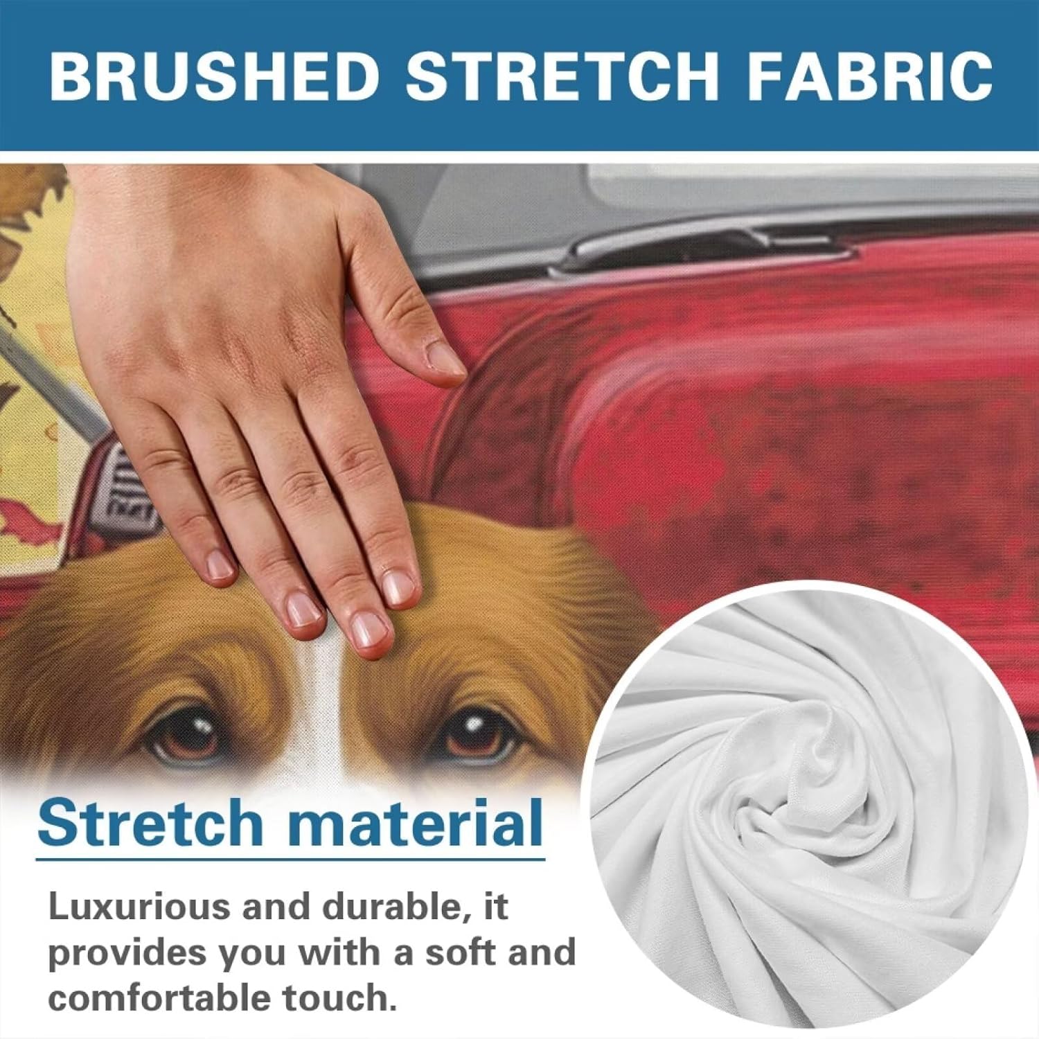 FOR U DESIGNS Dog Red Car Maple Leaf Quick Install Recliner Slipcover with Elastic Loops Stretch Protective Cover for Living Room Reclining Sofa Chairs Washable