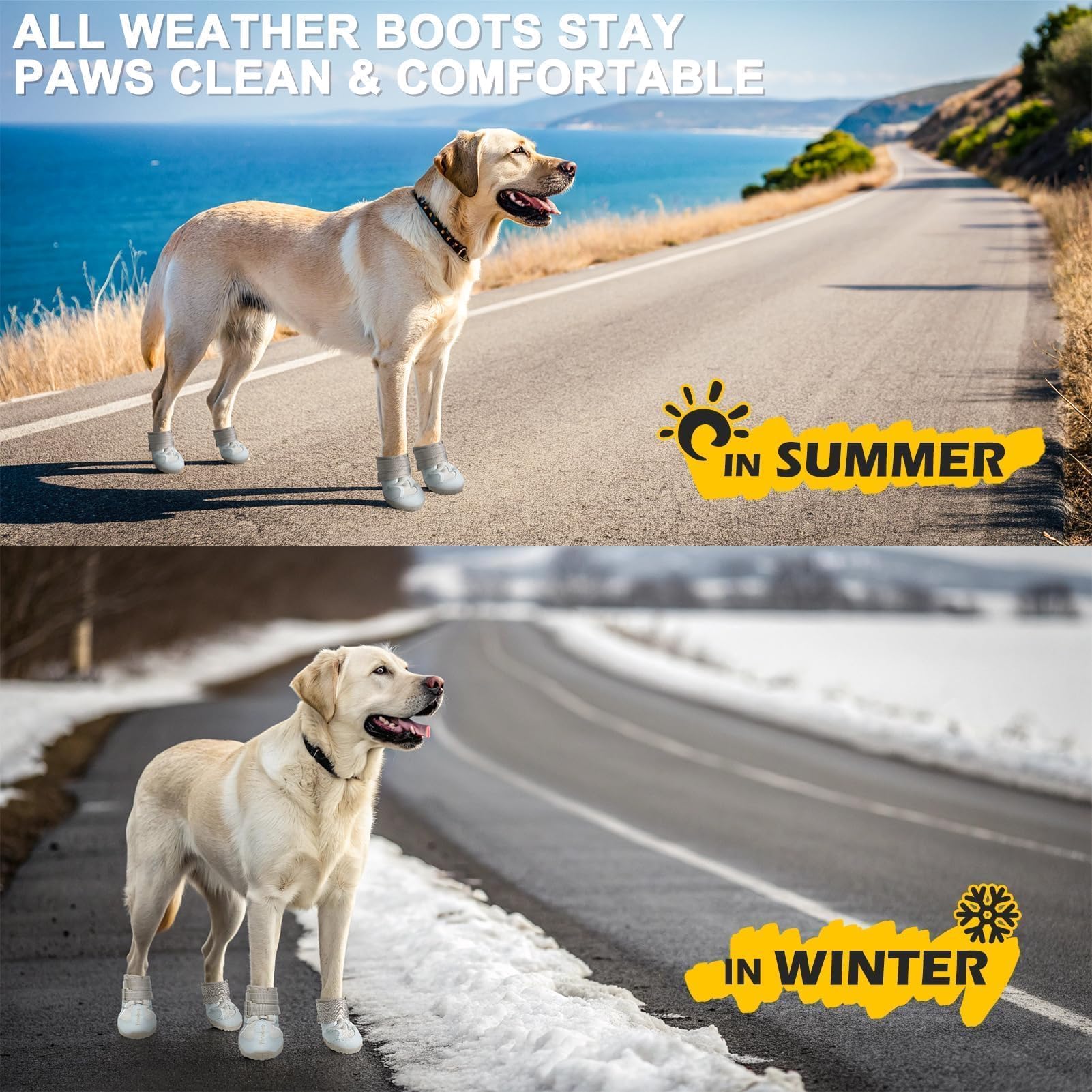 EXPAWLORER Lot de 4 chaussures antidérapantes pour chien - Bottes en maille respirante et protecteurs de pattes avec sangles réfléchissantes pour trottoirs froids et chauds - Planchers en bois dur et