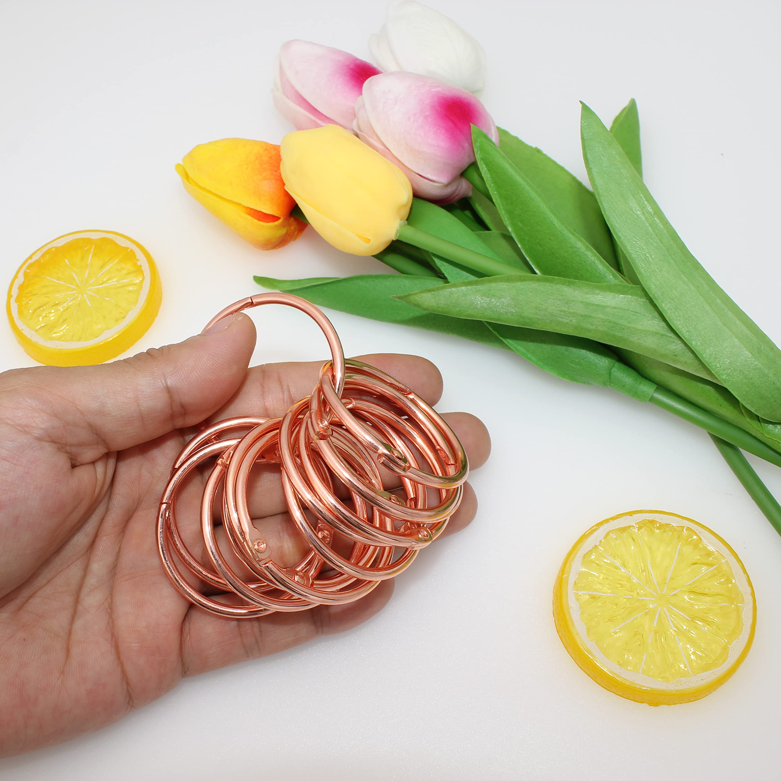 OKVGO Rose Gold Metal Binder Ring for Key Index Cards of Round Loose Leaf Book Rings for Home School and Office (15mm+20mm+25mm+30mm+38mm+50mm(10pcs/Size)) - Image 4