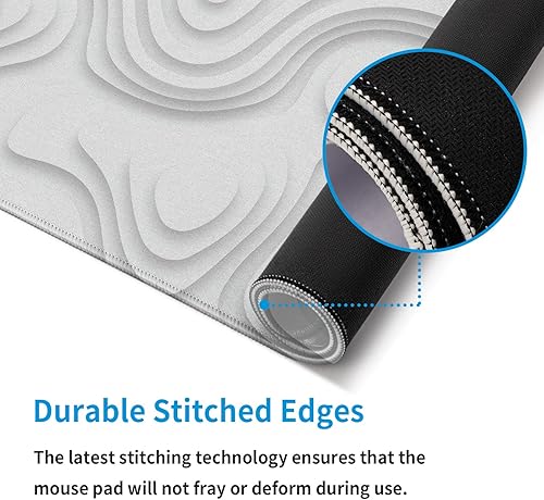 Miniatura 6 de Alfombrilla de mouse grande para juegos de geometría sólida, alfombrilla de mouse blanca para juegos, alfombrilla de escritorio grande con borde