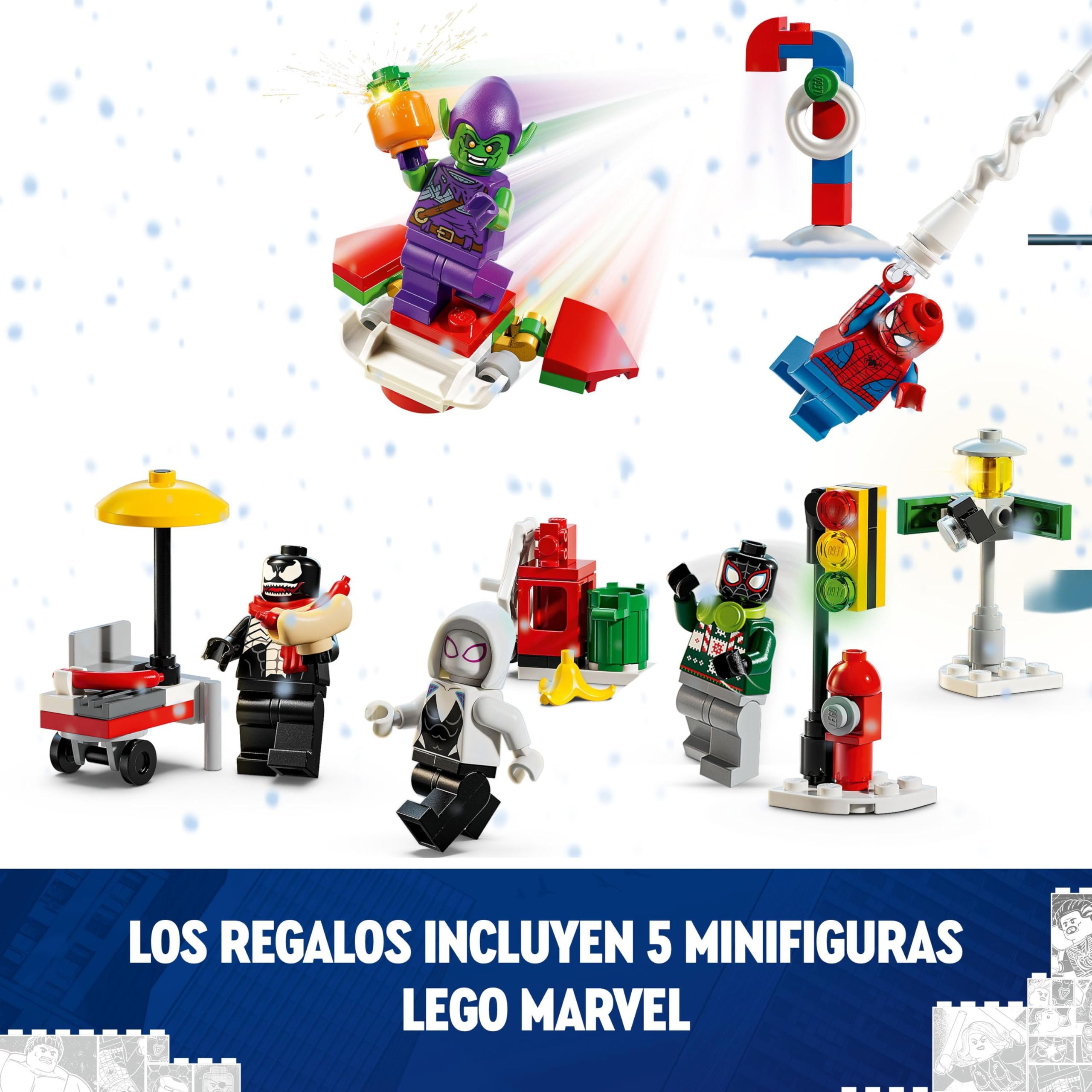 LEGO Marvel Calendario de Adviento 2024 Spider-Man Juguetes de Construcción de Superhéroes con Minifiguras para el Juego de rol, Regalo Pre-Navideño para Niños y Niñas de 7 Años o Más 76293