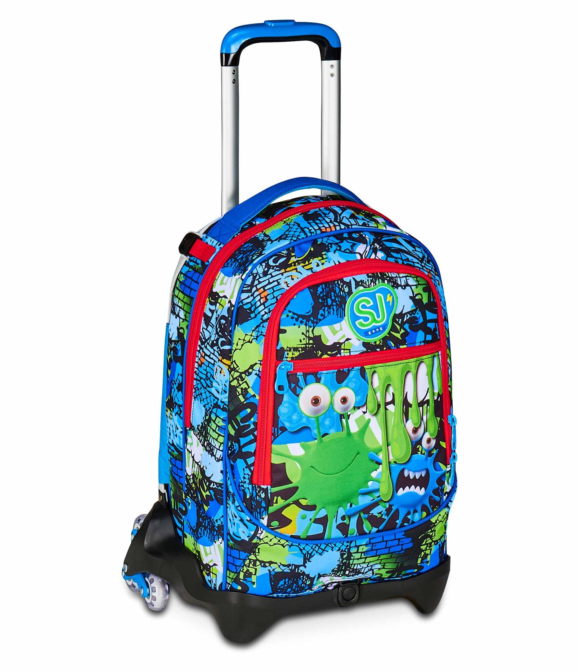 SJ GANG STYLE JAM GANG Trolley Scuola Jack 3 Ruote, Multicolore, 3 in 1, Zaino Triplo Uso con Carrello Sganciabile, 33 L, Zaino Scuola Elementare, Zaino Bambino