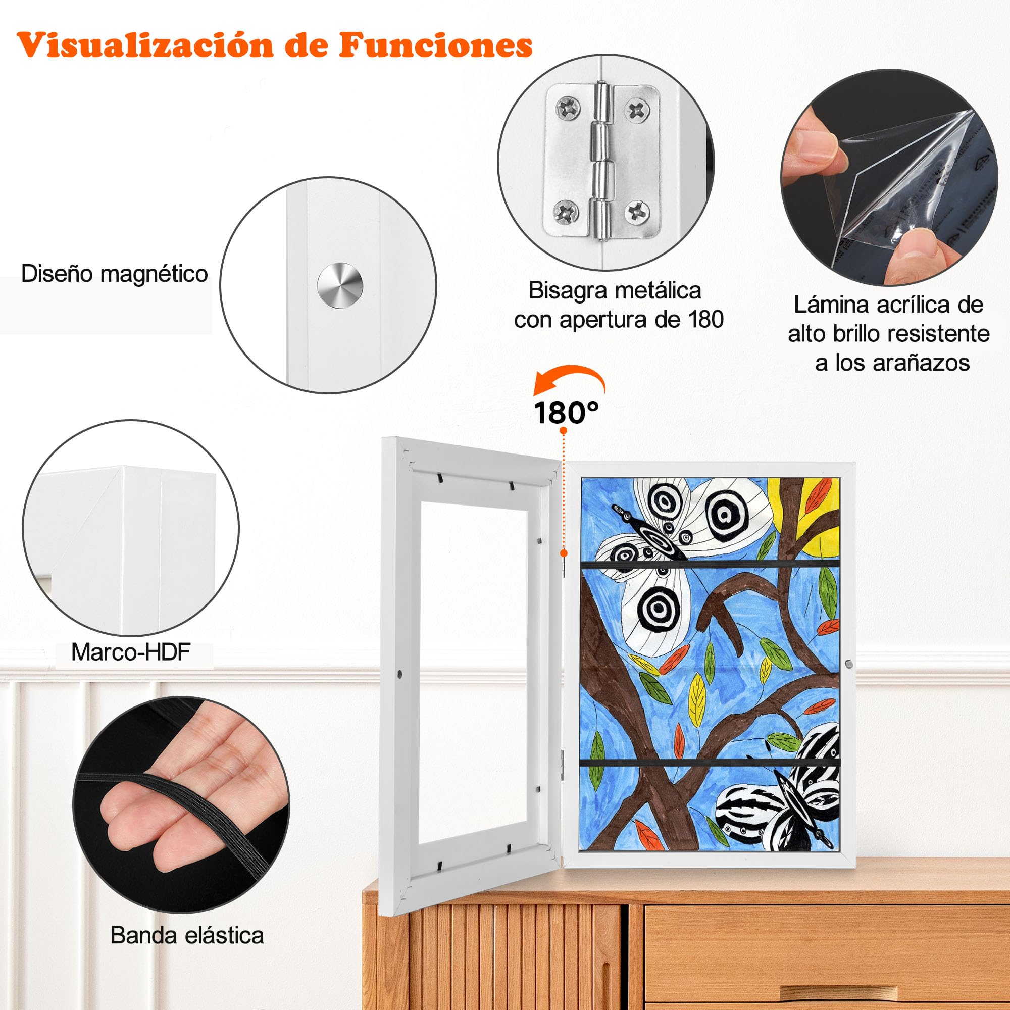 Cadres photos artistiques pour enfants A4 rechargeable 50-150 feuilles blanc