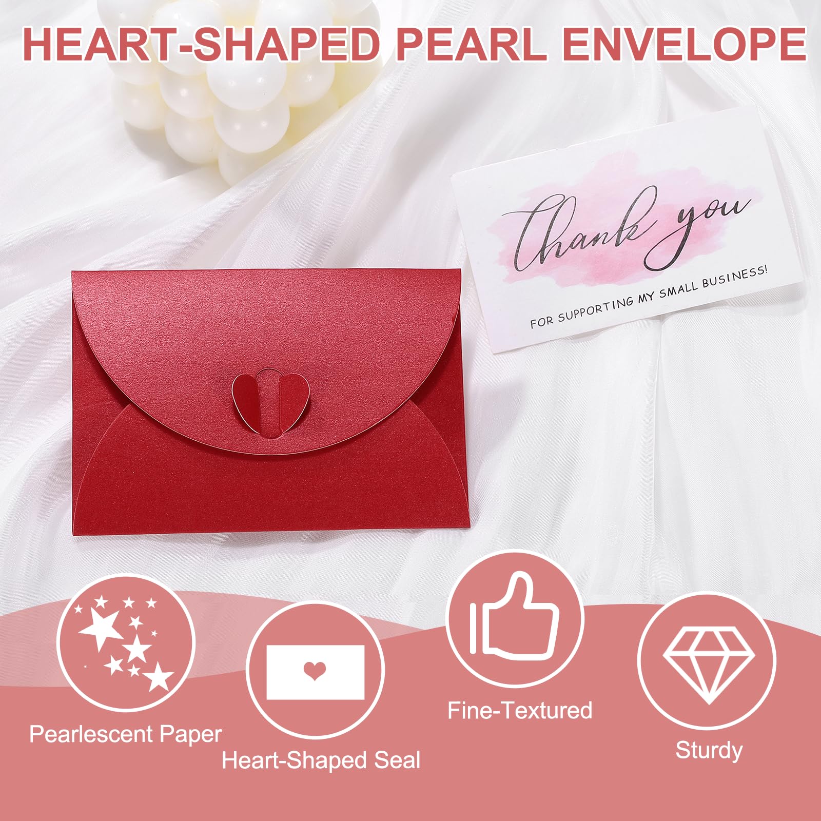 PATIKIL 4.1 x 2.8 Inch Mini Card Envelopes, 20Pcs Cute Envelopes Holder with Heart Clasp for Birthday Weddings Favors Business Greeting Cards, Wine Red