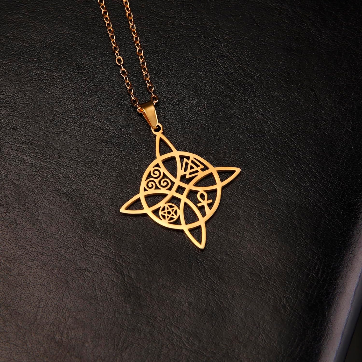 VASSAGO Witches Knot Necklace Stainless Steel Celtic Knot Pendant with Triquetra Trinity Nudo De Bruja Pagan Witch Jewelry Good Luck Gift - Image 4