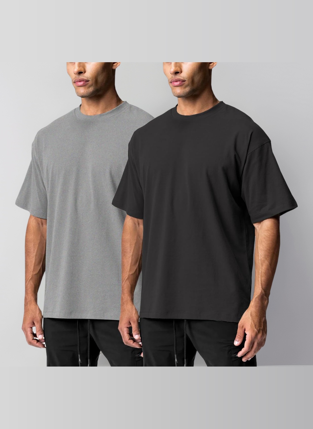 Men's 1 or 2 Pack Solid Color T-Shirt Short Sleeve Fashion Loose Round Neck Gym Sports Leisure Fitness Top Oversized T-Shirt