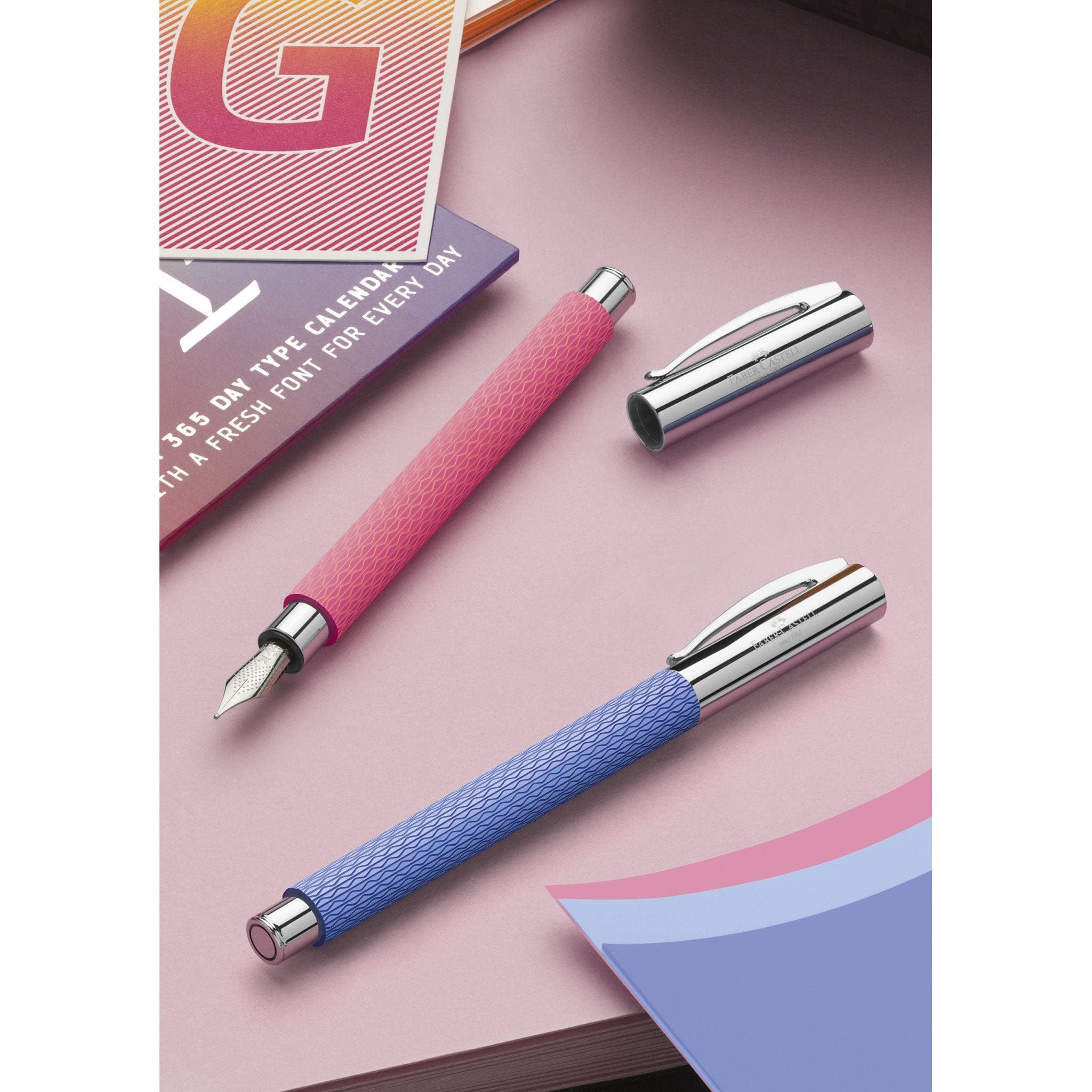Faber-Castell Füller AMBITION OpArt – Feder F, Pink Sunset, Mit Konverter – Klimaneutraler Schreibgerät