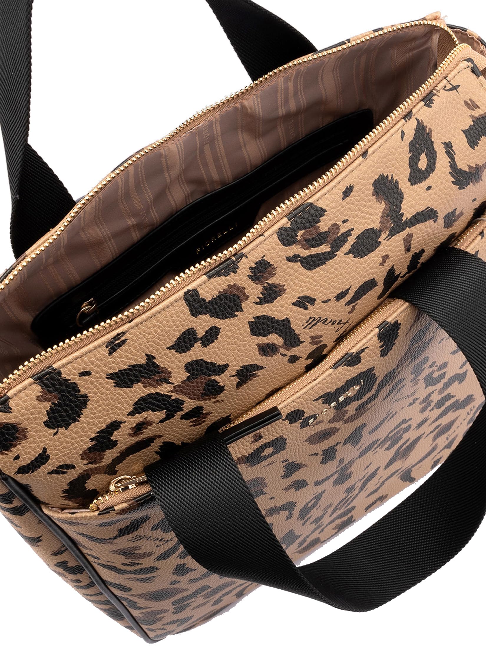 Fiorelli Effie Mochila para mujer, elegante mochila con correas ajustables y compartimento para laptop, piel sintética con estampado Leapard
