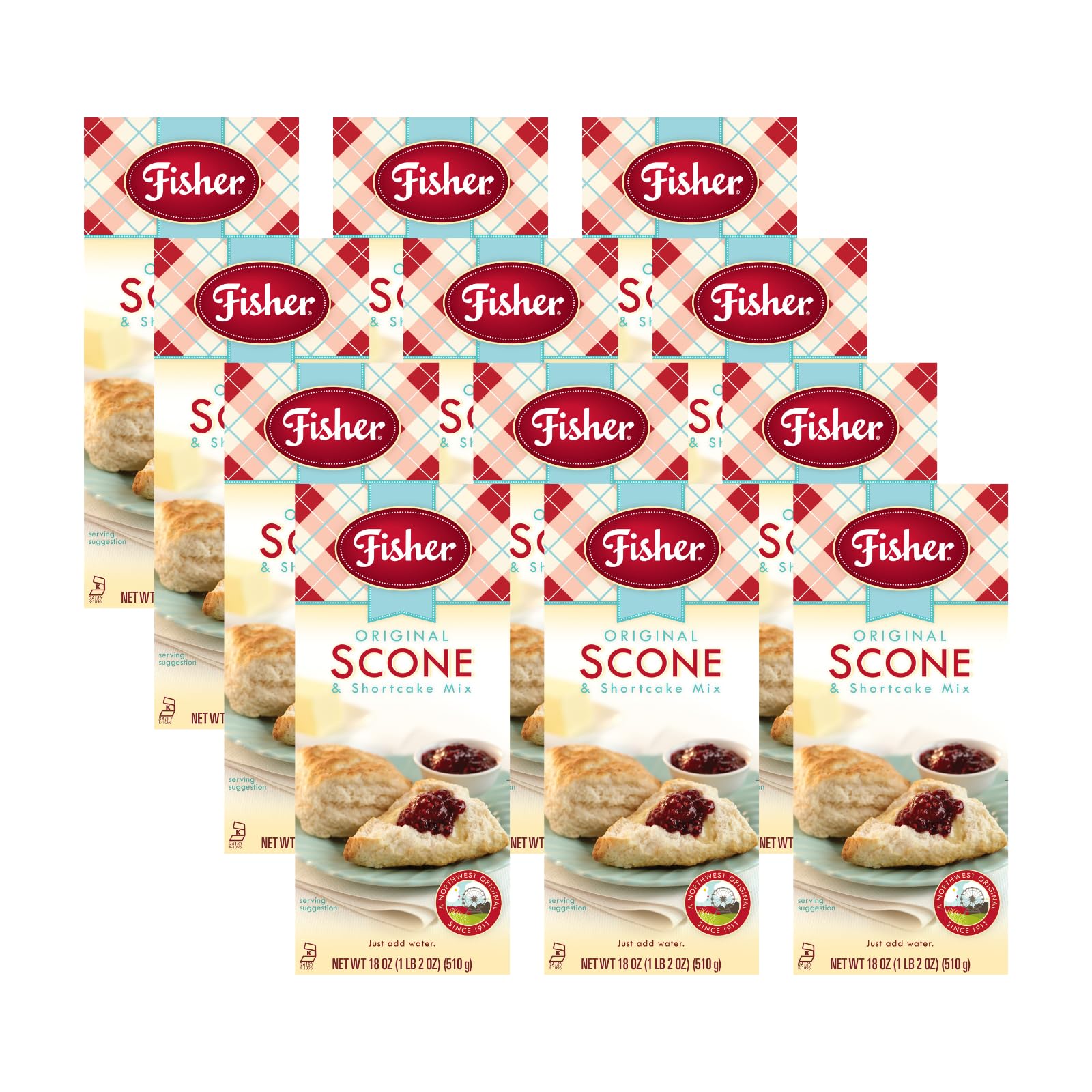 Fisher Original Fair Scone & Shortcake Mix, 18 Ounces (Pack of 12)