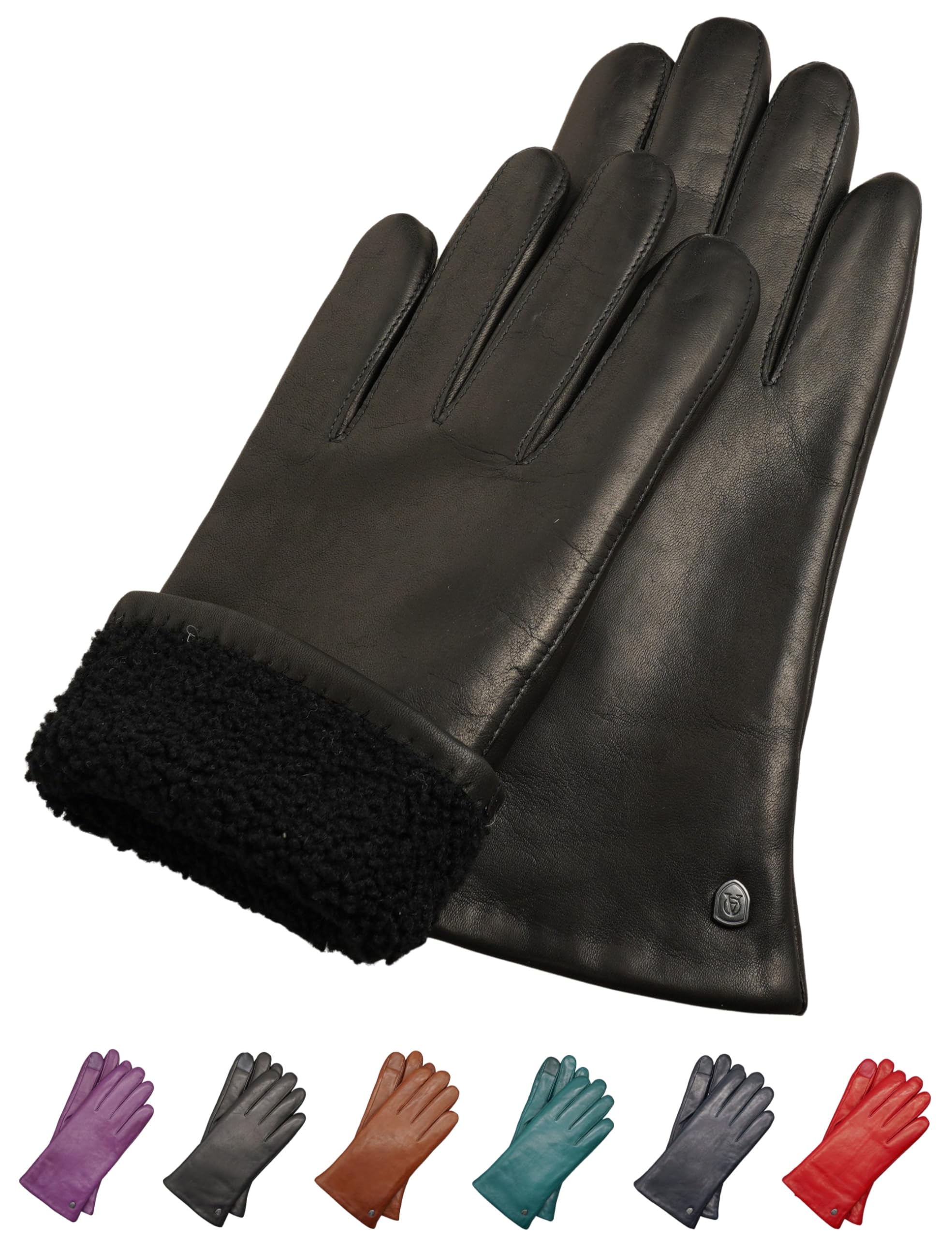 AKAROA ESTD 2019 Lederhandschuhe Damen MIA, Touchscreen Funktion, italienisches Leder, Futter aus original Neuseeland Lammfell, 4 Größen S - XL