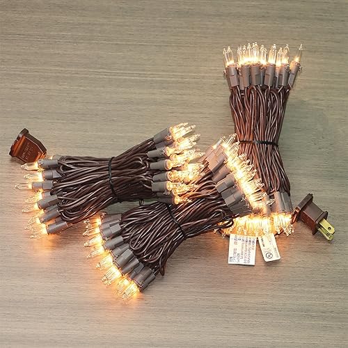 Miniatura 2 de LUCKY SHINE Luces de Navidad de alambre marrón de 50 pies, con certificación UL y grado comercial, juego de mini luces transparentes de 150, para