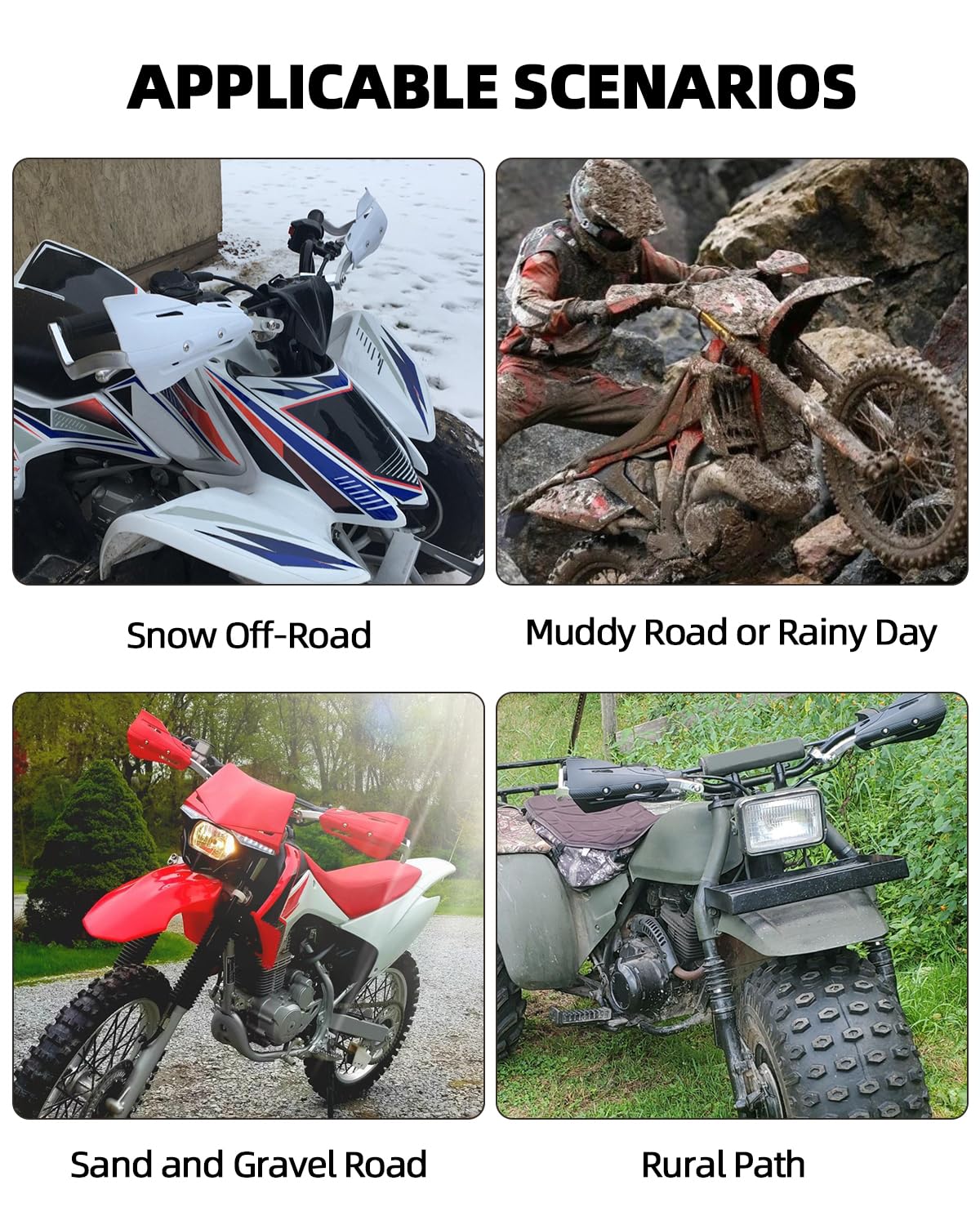Protège-mains De Moto Universel Réglable 22-28 Mm - ABS Et Alliage Aluminium - Résistant Poussière, Pluie, Chocs - Pour Motocross, Vintage, VTT (blanc) - 7