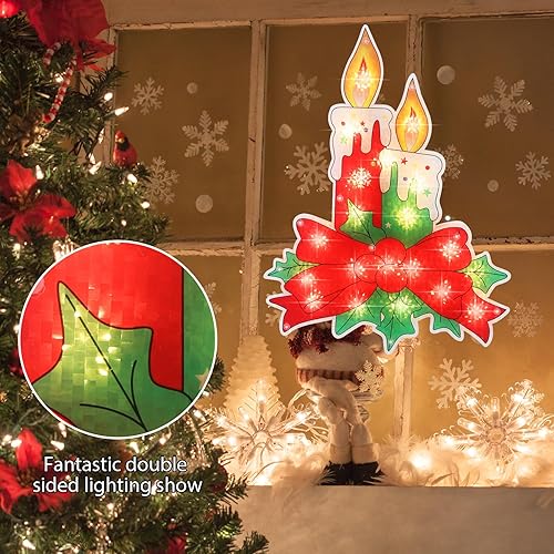 Miniatura 37 de LAMPHOME Silueta de ventana de Navidad con forma de copo de nieve de 17 pulgadas, 20 L, decoración para fiestas, hogar, patio, césped, jardín