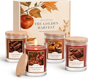 Fall Candle Set, 4 Pack Soy Wax Candles, Autumn Scents, 24 oz