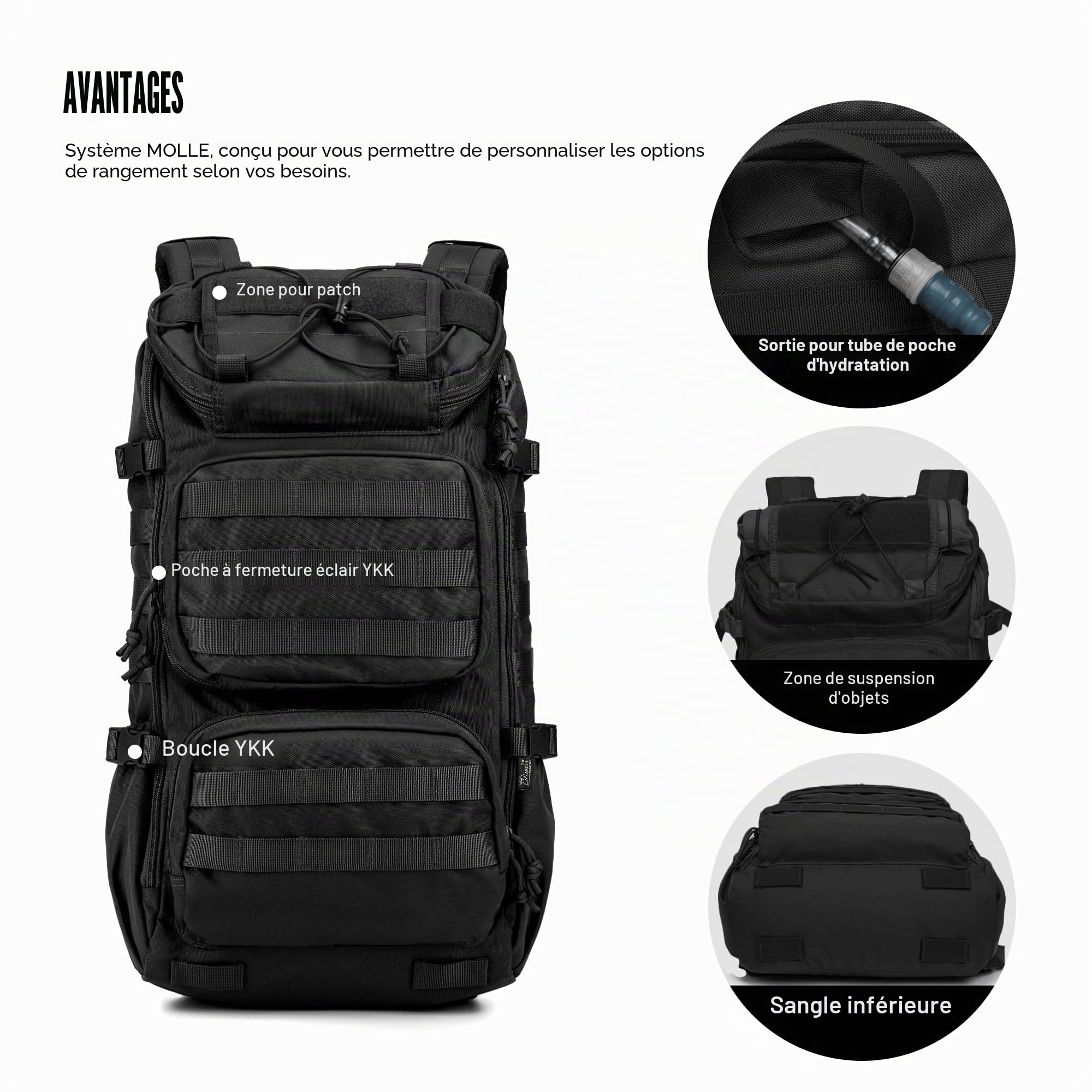 Mardingtop 28L Sac à dos de Randonnée en Plein air Sac à dos Style Tactique Militaire Multifonctionnelle Adulte Sac à dos de Voyage Système MOLLEY Rucksack
