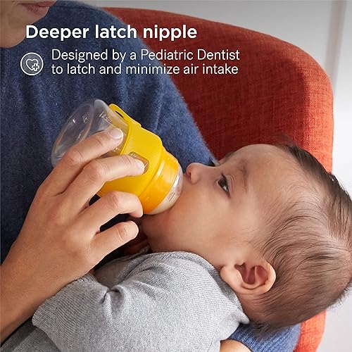 Miniatura 4 de Smilo Juego de biberones con etapa 0 de flujo lento y pezón anticólicos, capacidad de 5 onzas5.1 fl oz, paquete de 3 biberones anticólicos de 0 a 3