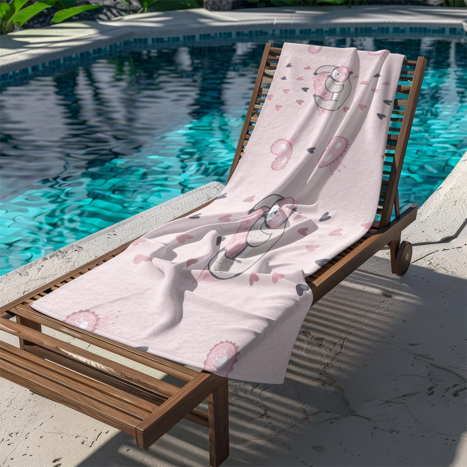 Drap de Plage XXL 200X200 Animaux Dessins Animés Rose Serviettes de Plage en Microfibre,Serviette Piscine Extra Large sans Sable pour Adultes Séchage Rapide